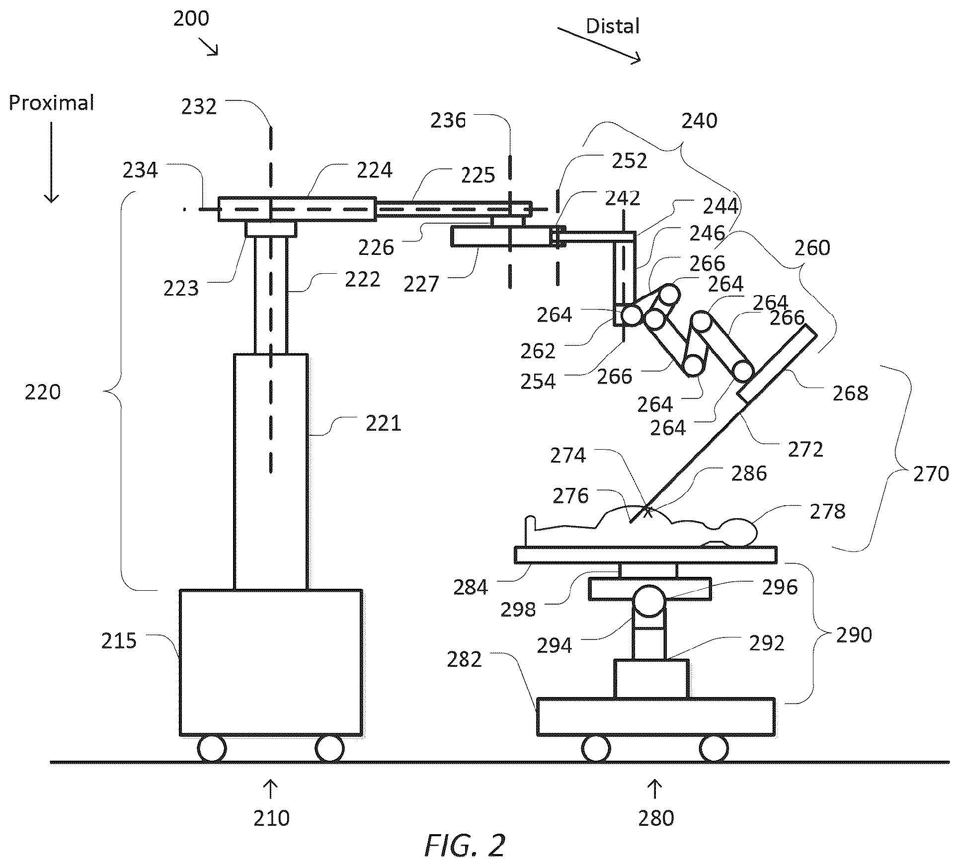 Patent US12426966 Figure 2 – System and method for integrated surgical table motion