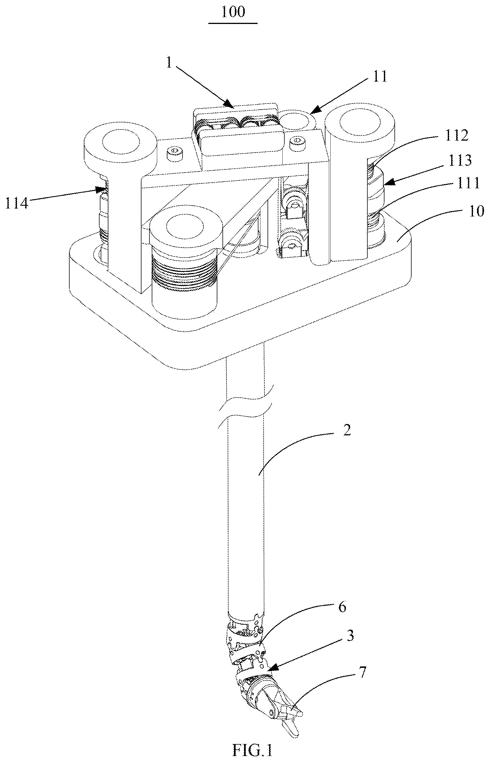 Patent US12426972 Figure 1 – Operating arm and surgical robot