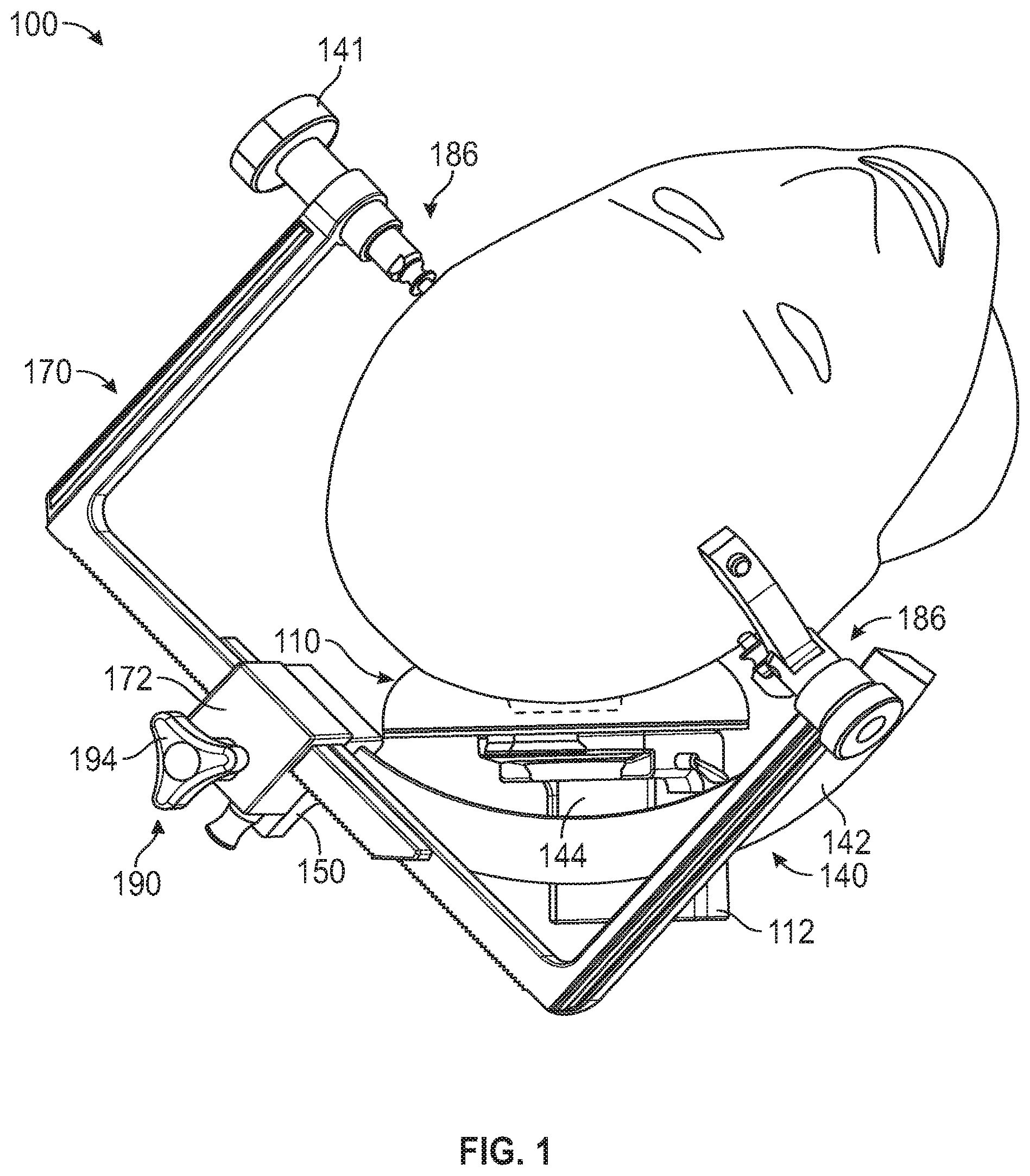 Patent US12426983 Figure 1 – Head stabilization system and method with arc features
