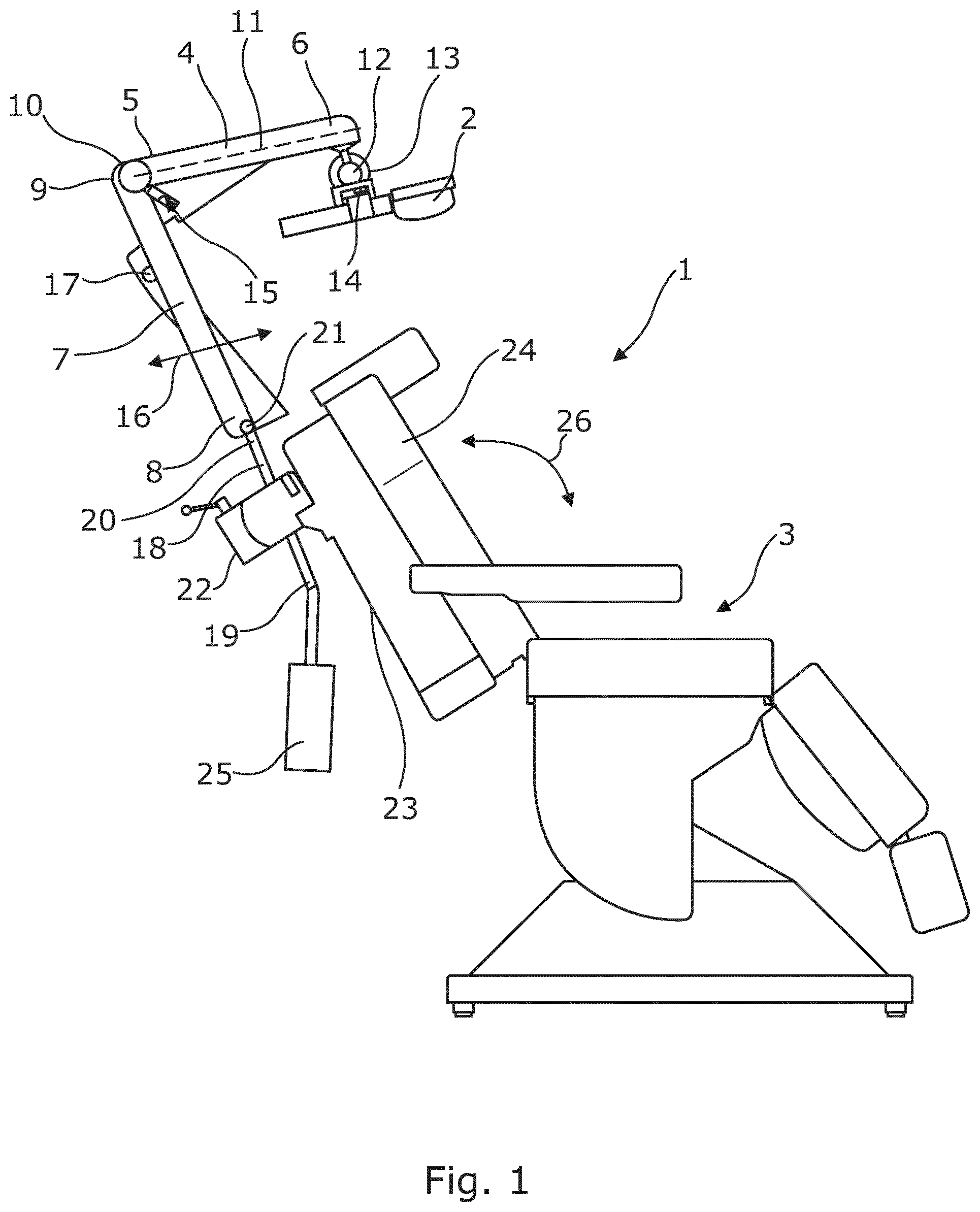 Patent US12426986 Figure 1 – Balancing, positioning and fixating assembly