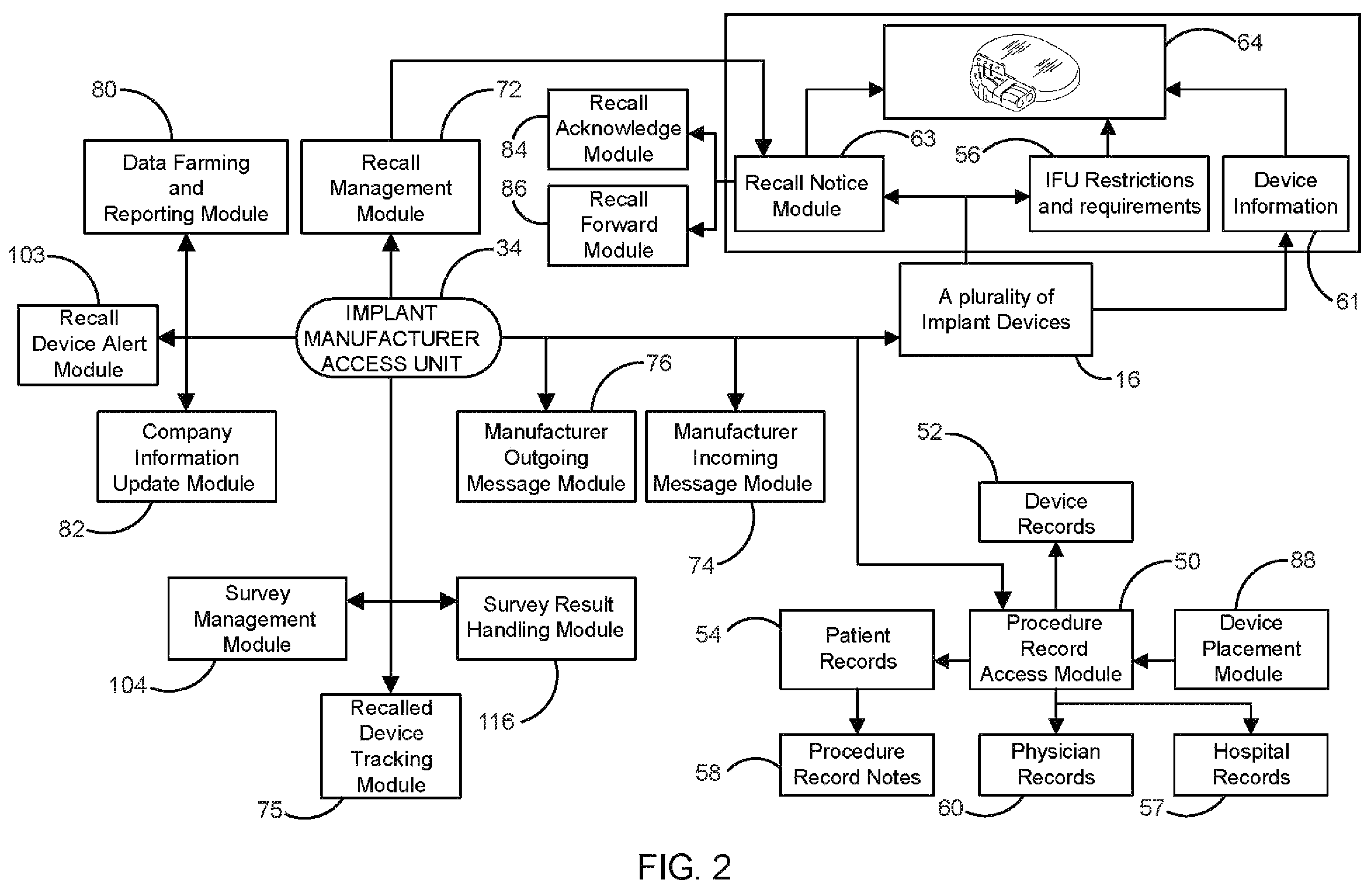 Patent US12426987 Figure 2 – Medical implant tracking system