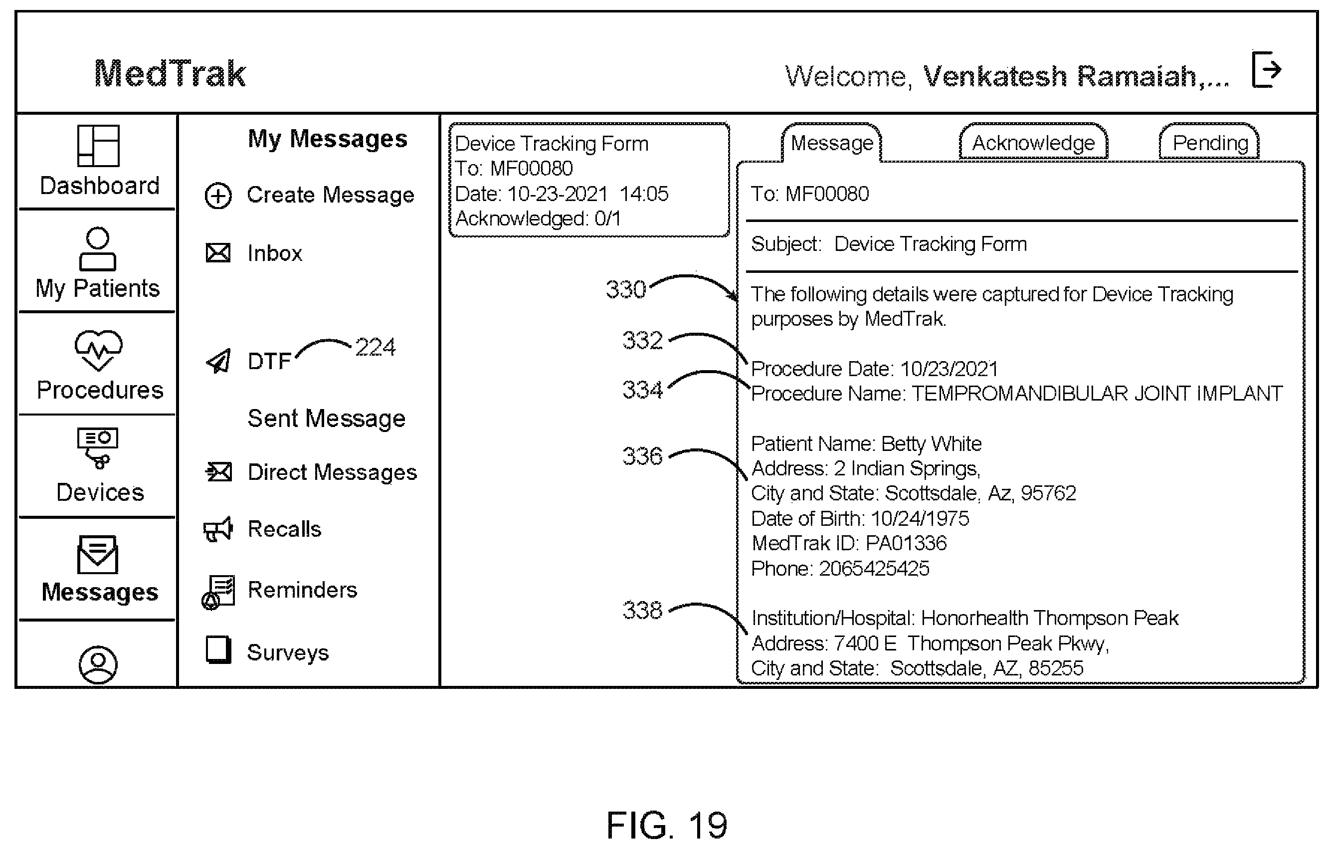 Patent US12426987 Figure 19 – Medical implant tracking system