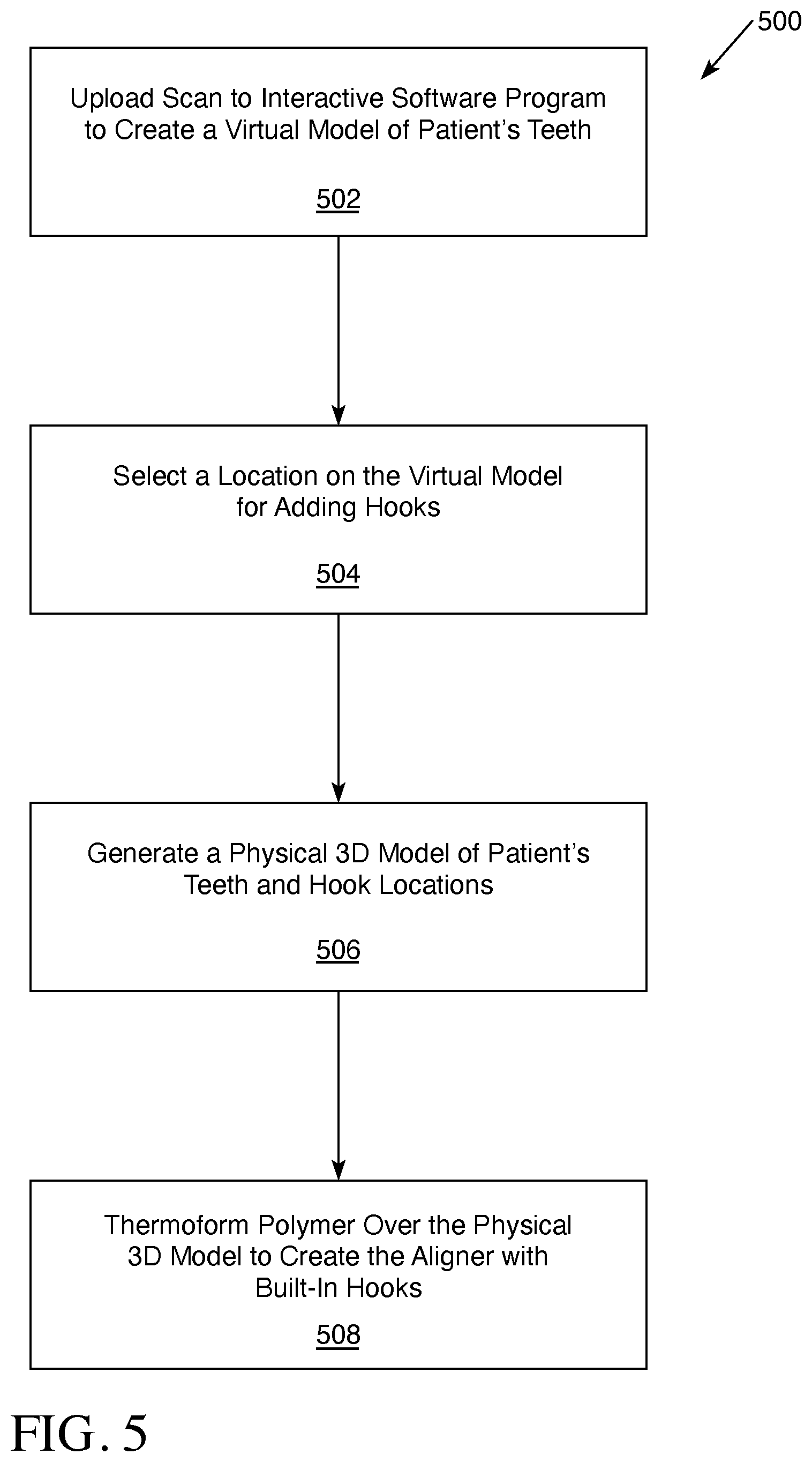 Patent US12426993 Figure 6 – Orthodontic aligner with built-in hook or traction device