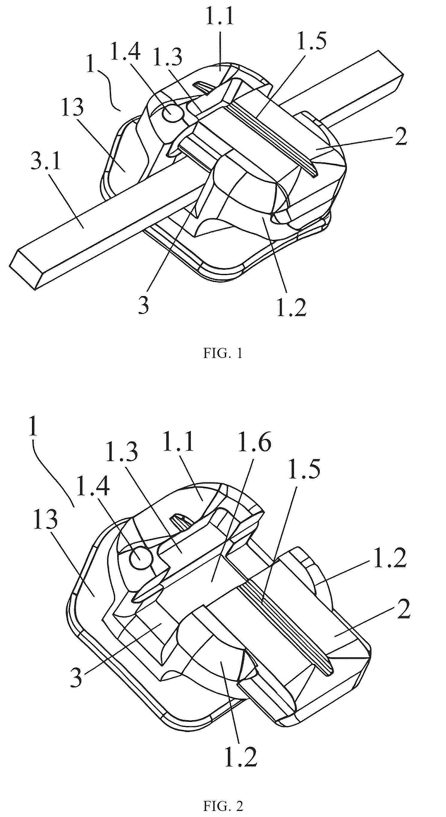 Patent US12426995 Figure 1 – Orthodontic self-locking system adapted to ribbon arch wire