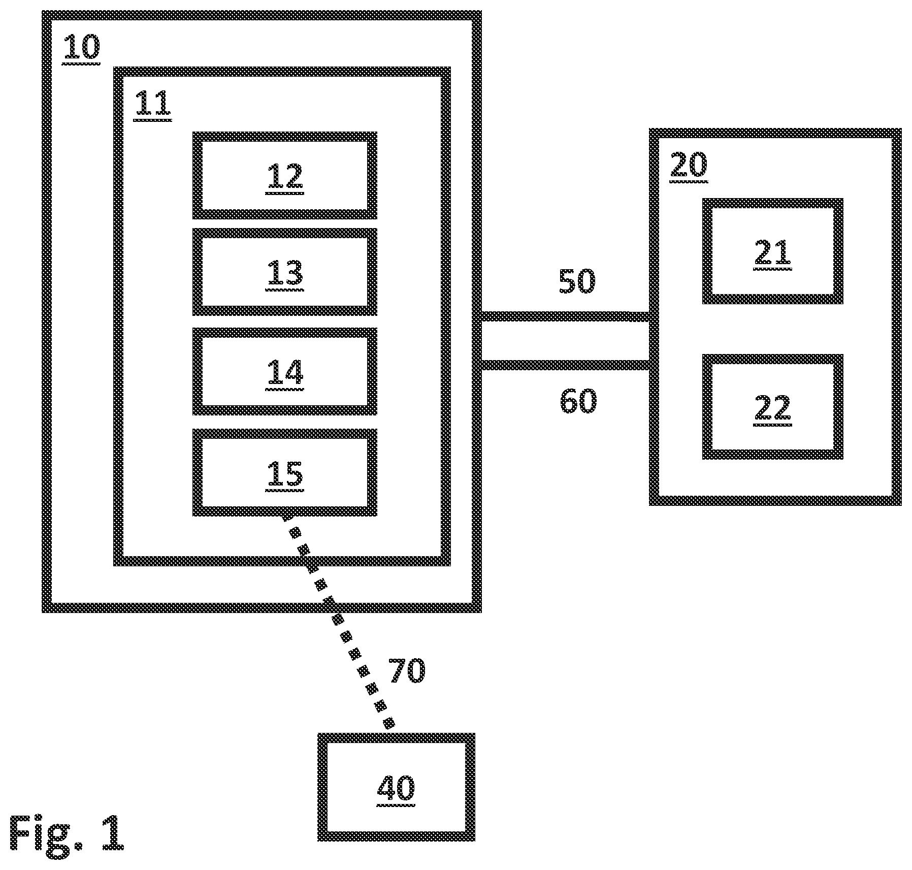 Patent US12430082 Figure 1 – Connection element for producing a wired connection between a first and second unit