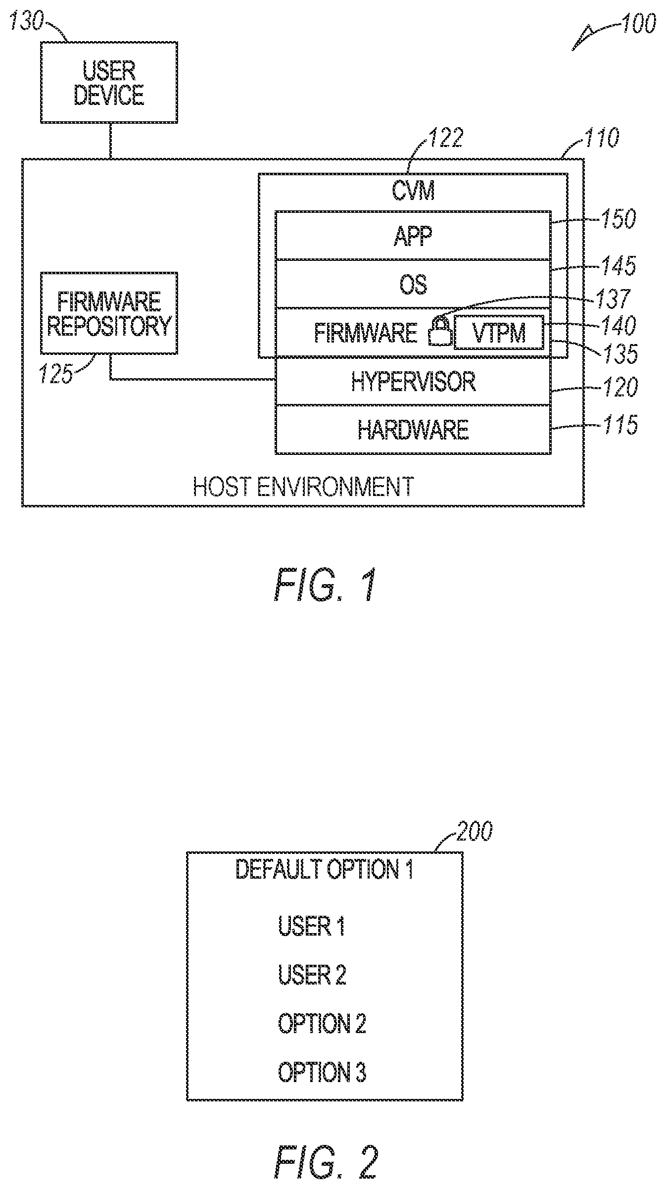 Patent US12430160 Figure 1 – User-controlled firmware for hosted virtual machines