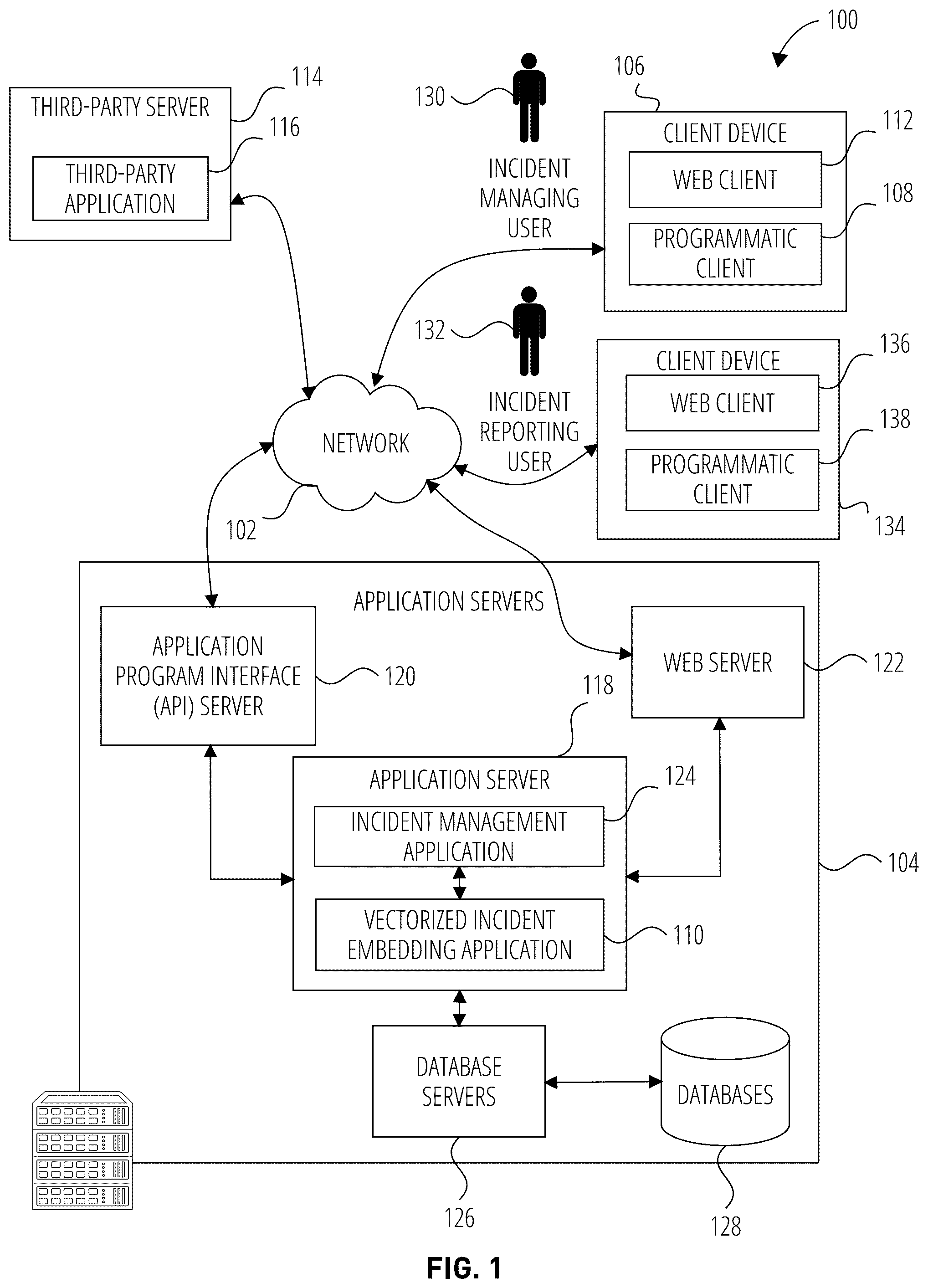 Patent US12430326 Figure 1 – Graph embedding for service health incident insights