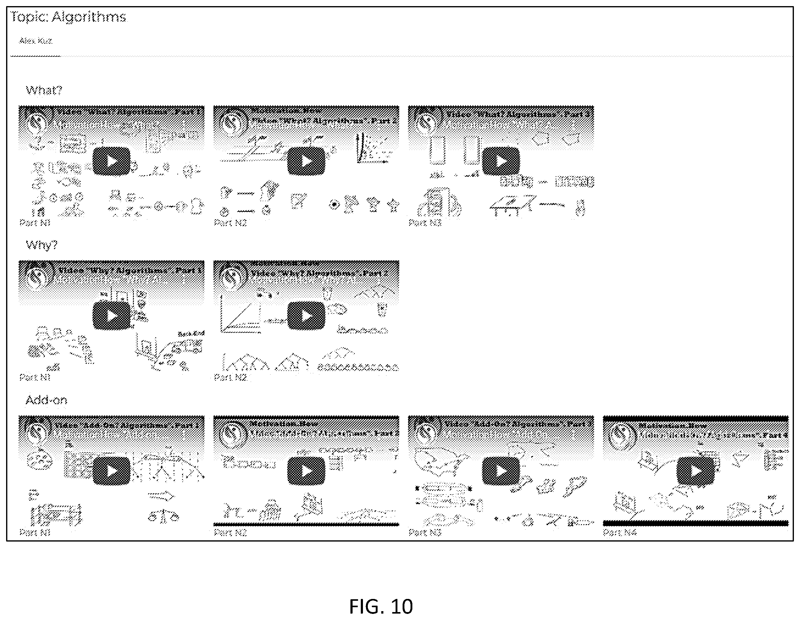 Patent US12430384 Figure 10 – Data retrieval and display with grouped context-based categorization in response to contextless keyword queries
