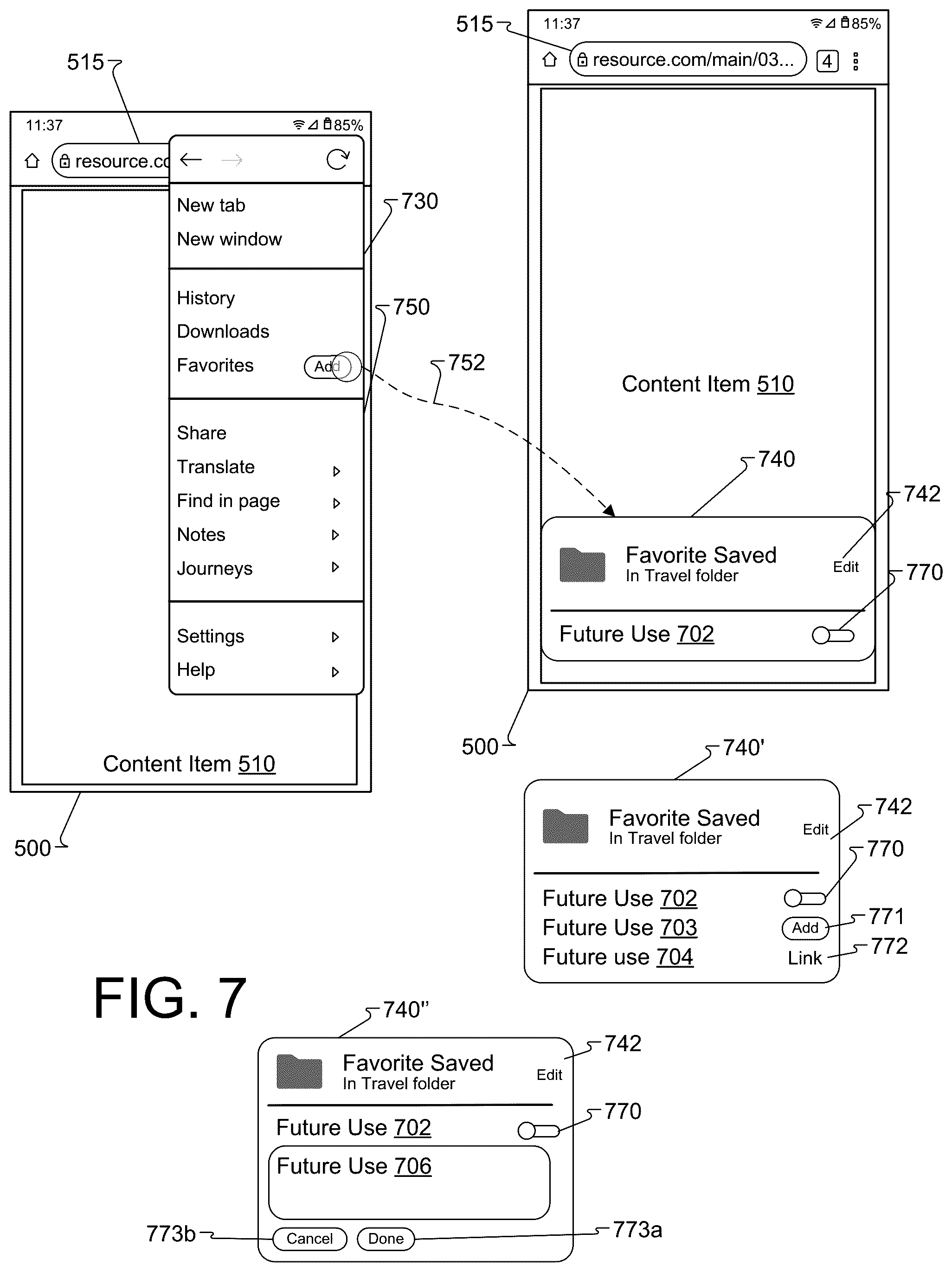 Patent US12430394 Figure 4 – Future use intents for saved resources in a browser environment