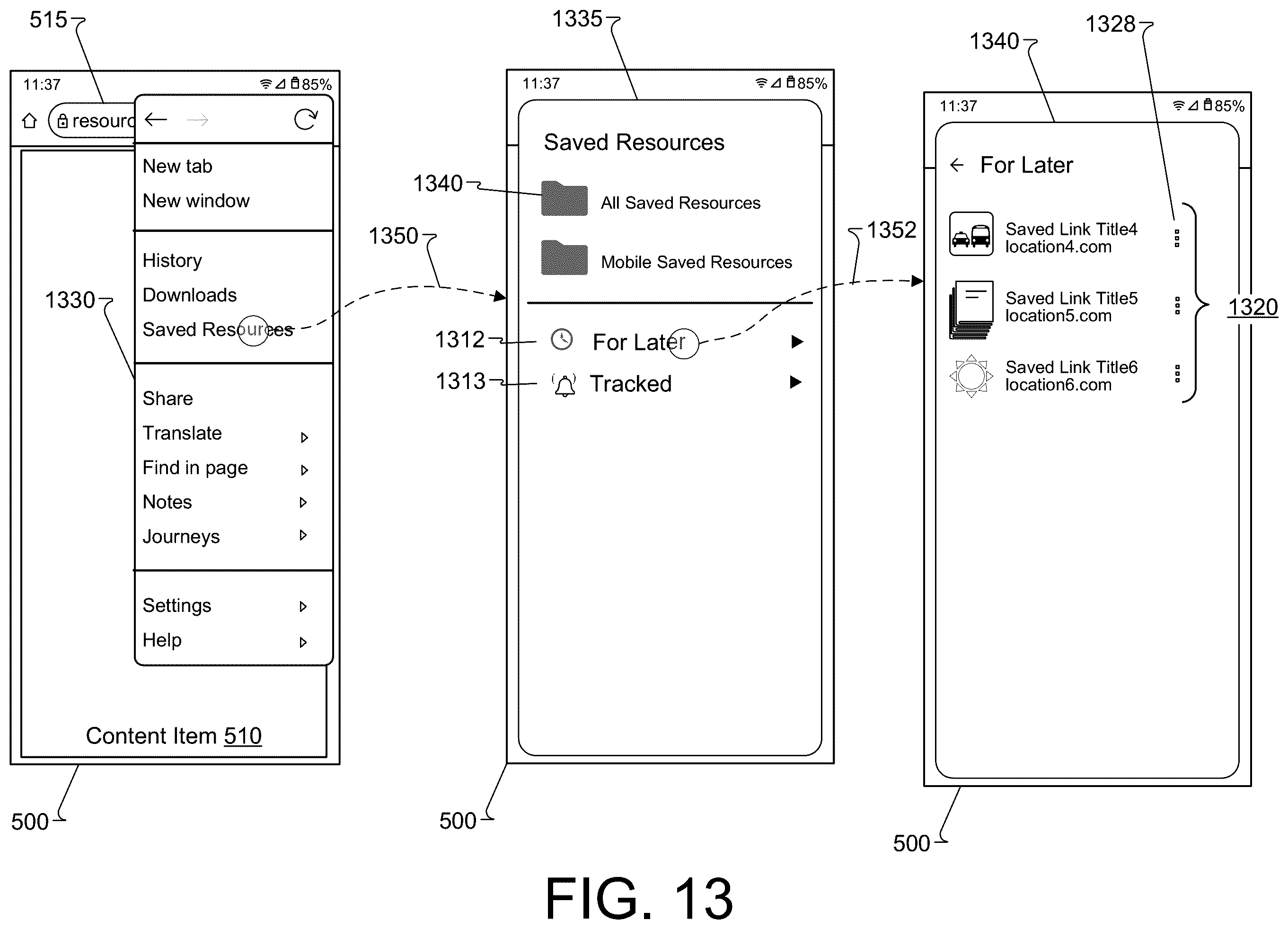 Patent US12430394 Figure 11 – Future use intents for saved resources in a browser environment