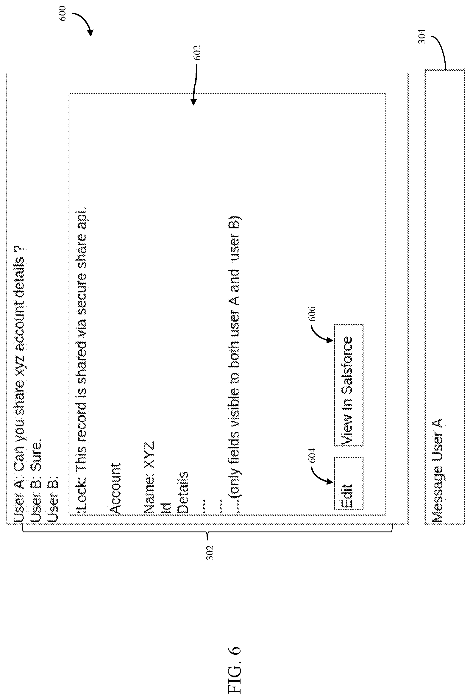 Patent US12430454 Figure 6 – Database systems and methods for securely sharing a record within a conversation
