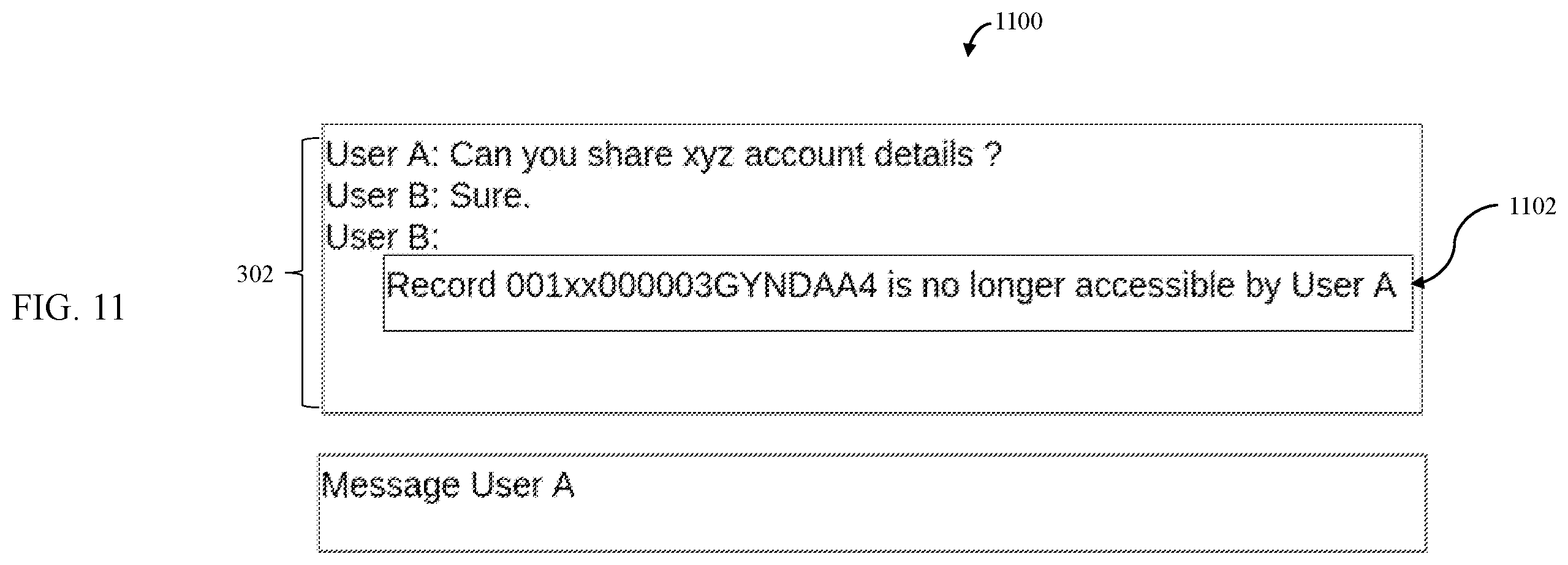 Patent US12430454 Figure 11 – Database systems and methods for securely sharing a record within a conversation