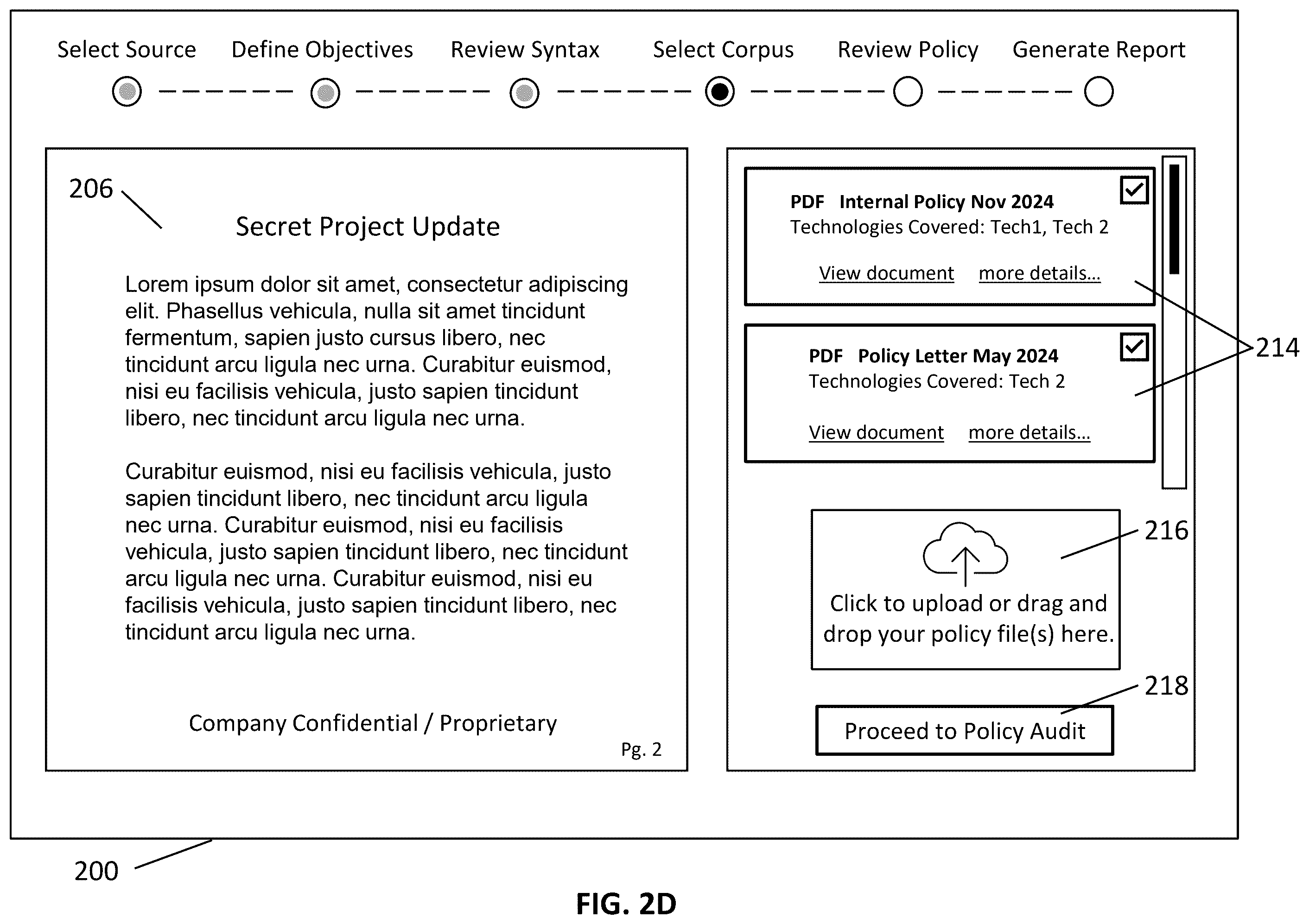 Patent US12430491 Figure 5 – Graphical user interface for syntax and policy compliance review
