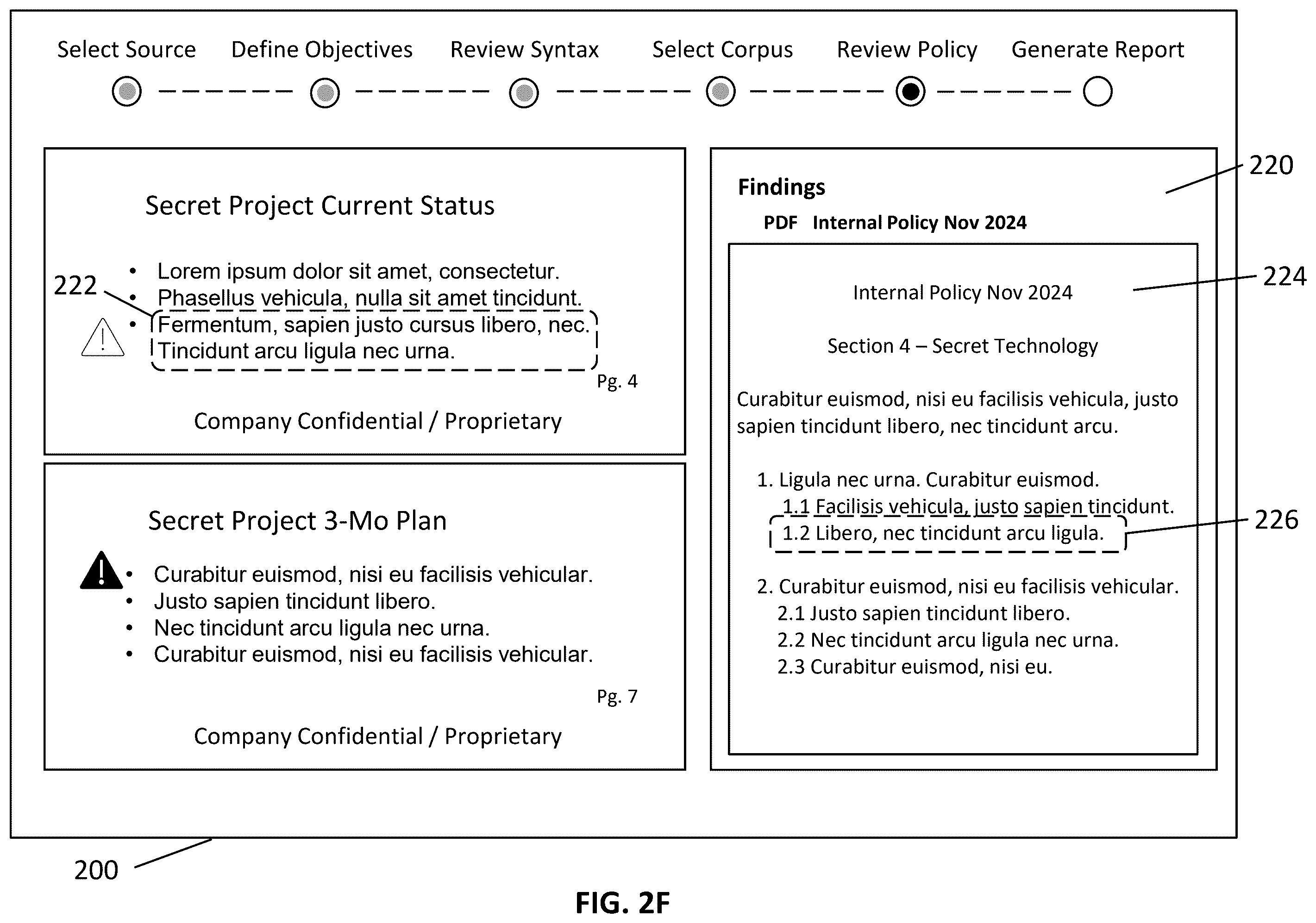 Patent US12430491 Figure 7 – Graphical user interface for syntax and policy compliance review