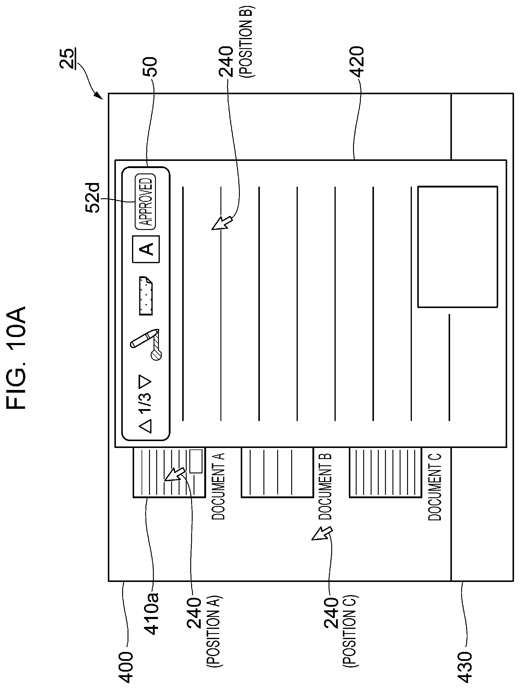 Patent US12430499 Figure 10 – Information processing apparatus, non-transitory computer readable medium, and information processing method for preventing an unintentional hiding of a document image during a user operation