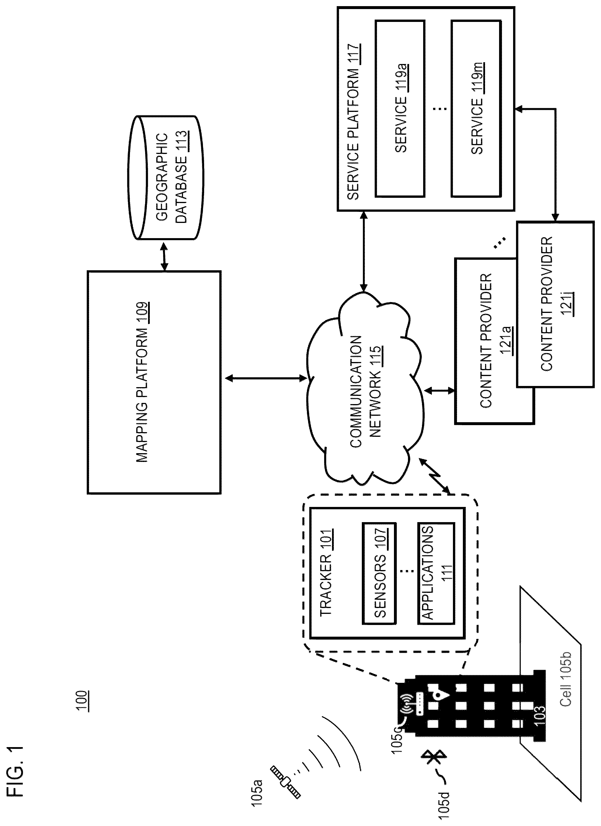 Patent US12430603 Figure 1 – Method, apparatus, and system for multimodal position selection for a tracking device