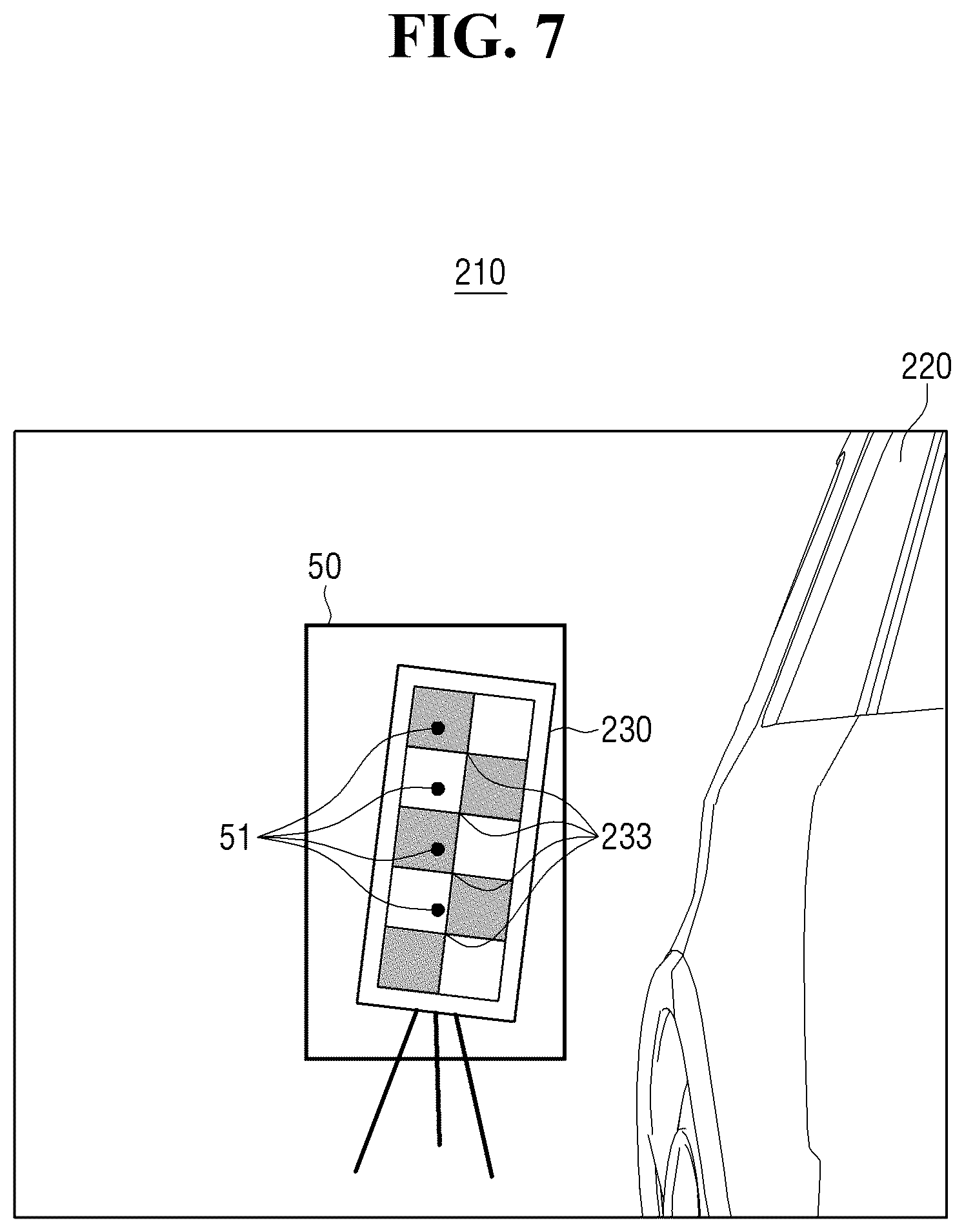 Patent US12430801 Figure 7 – Camera calibration for a digitial side mirror system