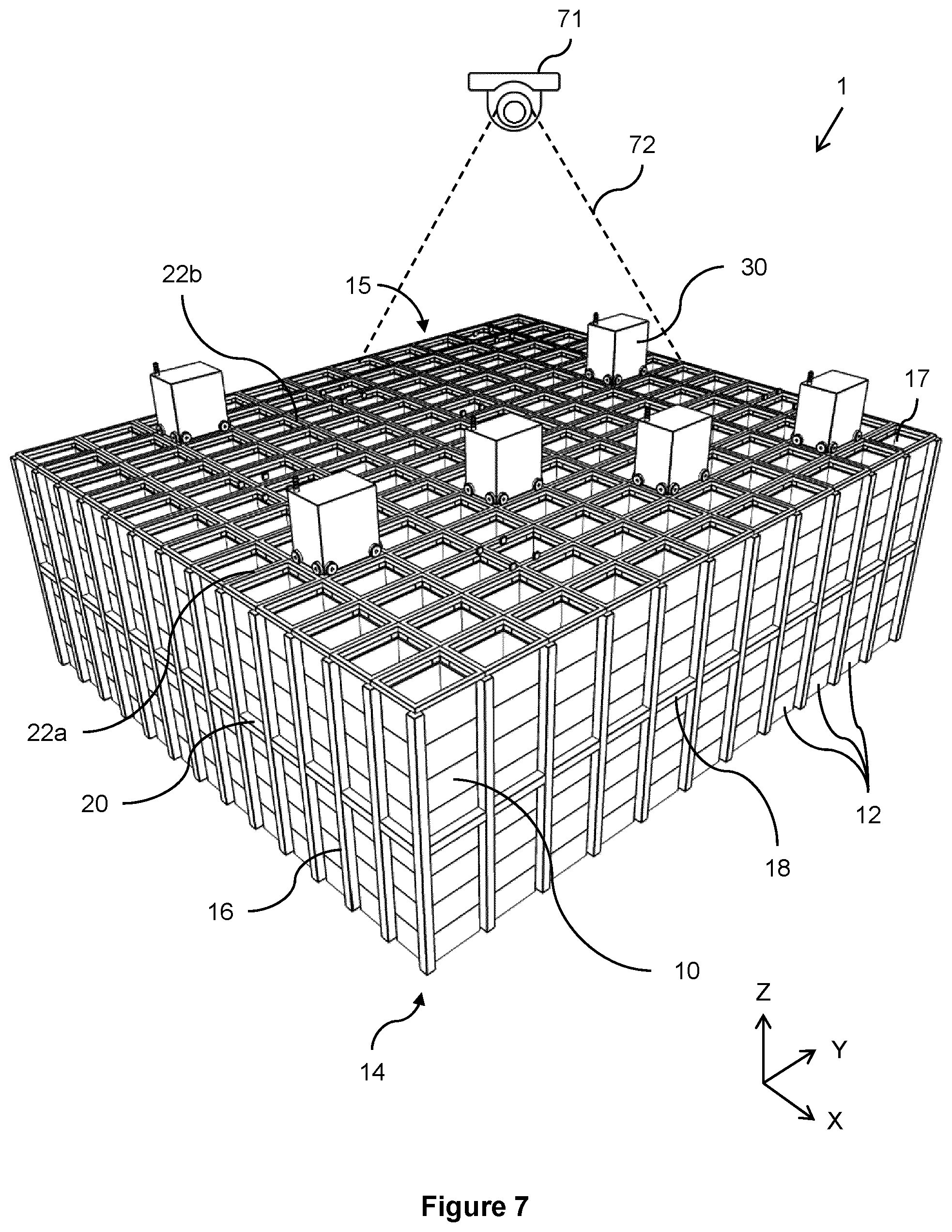 Patent US12430802 Figure 7 – Calibrating a camera for mapping image pixels to grid points in a storage system