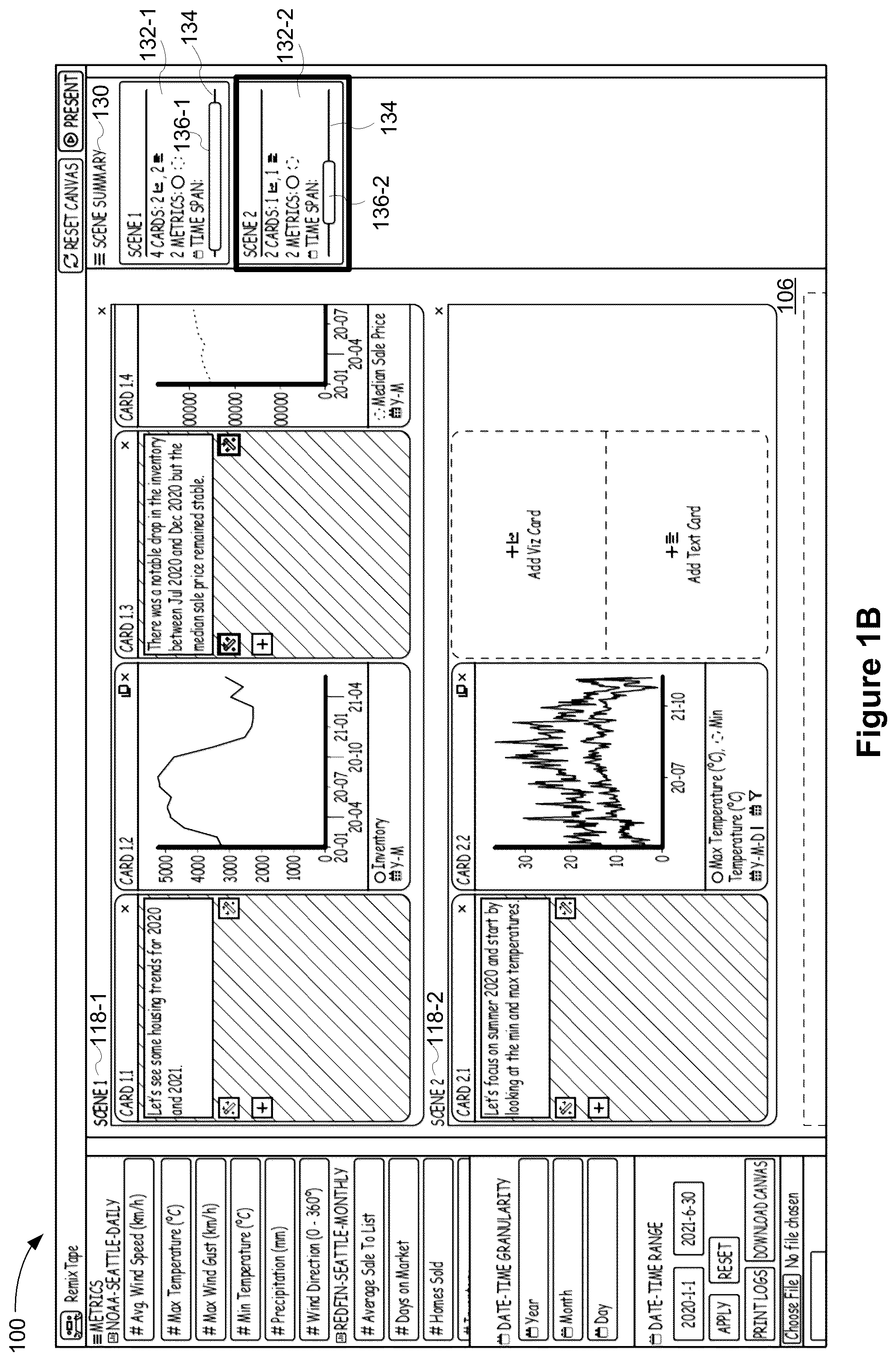 Patent US12430828 Figure 2 – User interface for presenting time series metrics