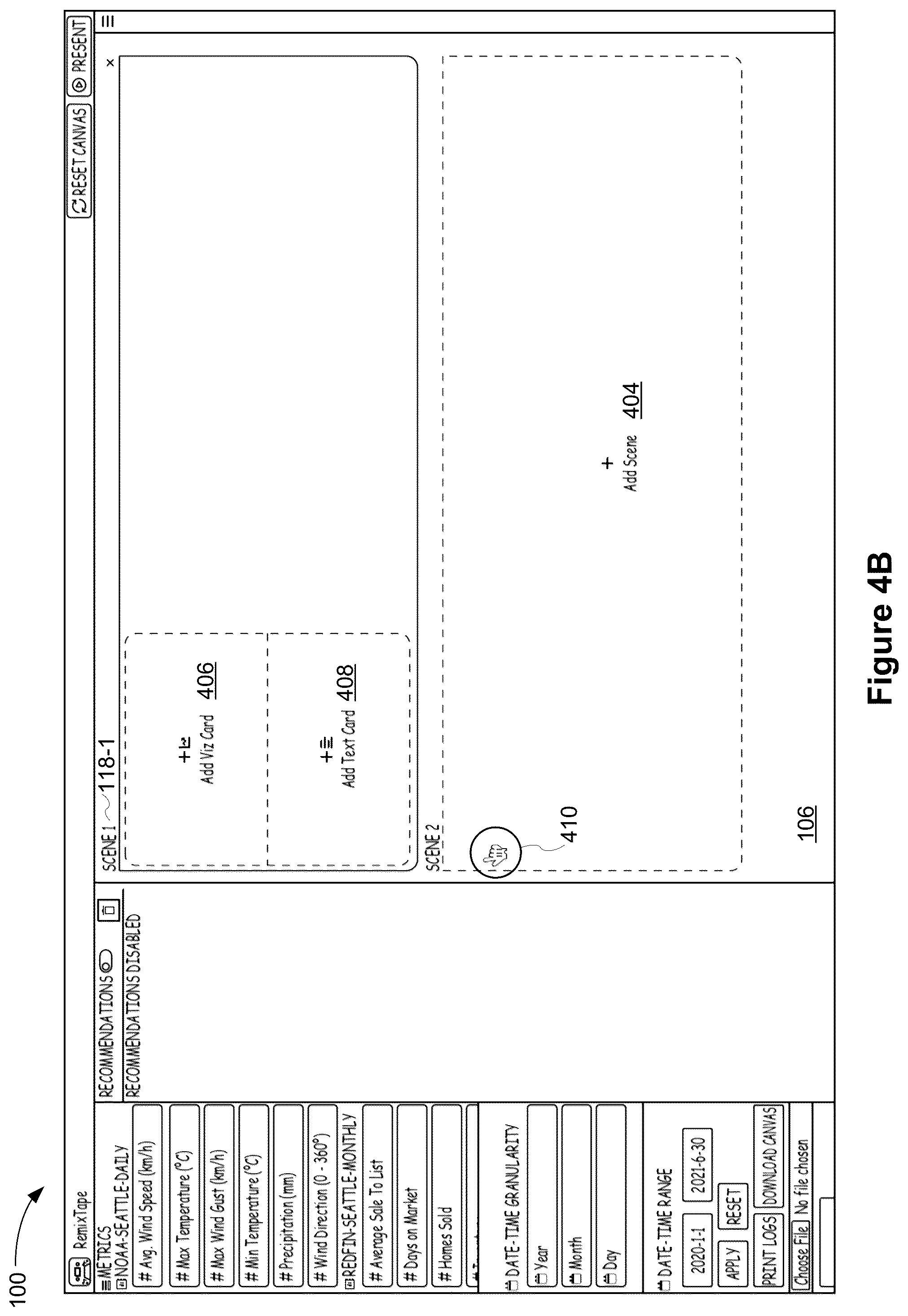 Patent US12430828 Figure 6 – User interface for presenting time series metrics