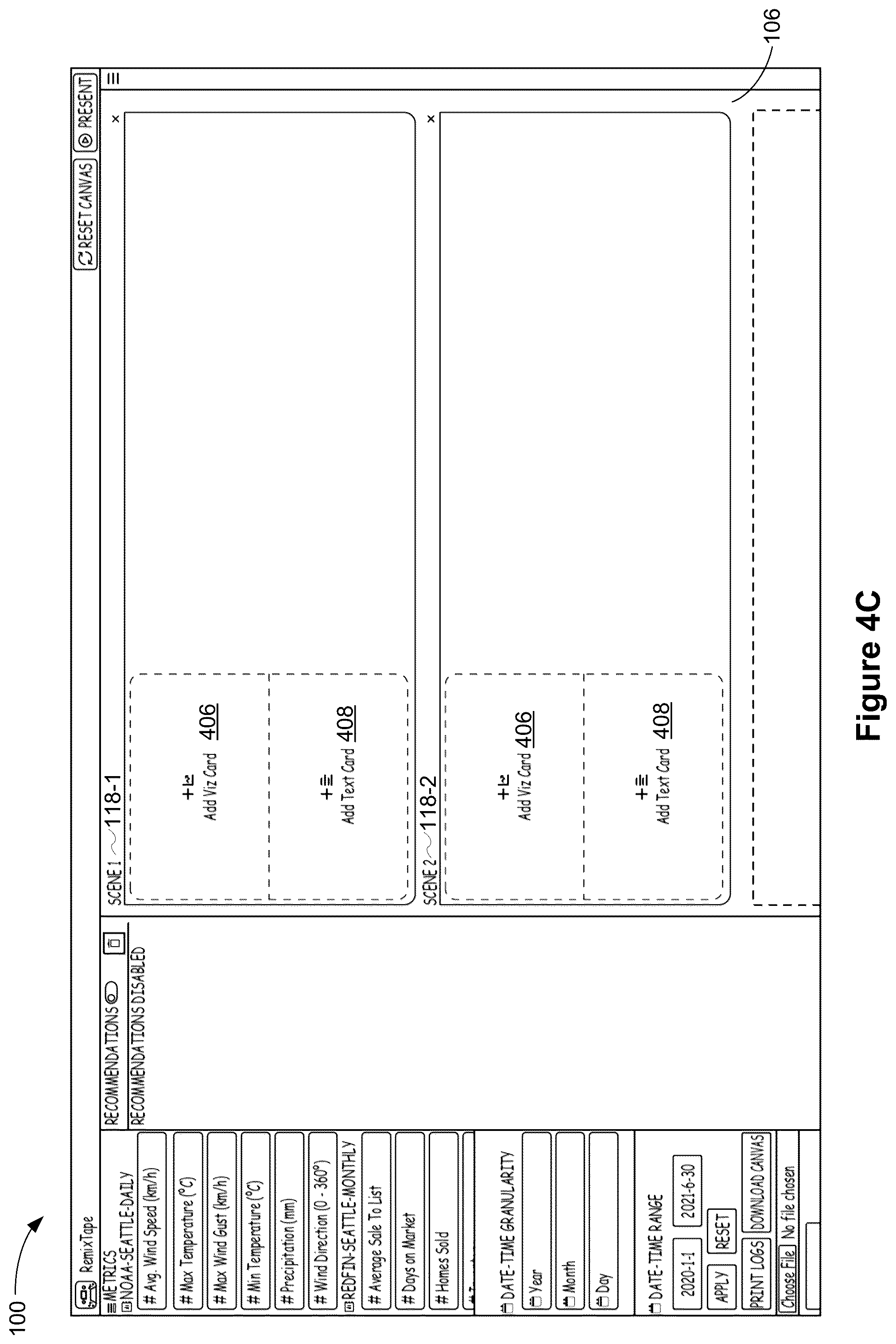 Patent US12430828 Figure 7 – User interface for presenting time series metrics
