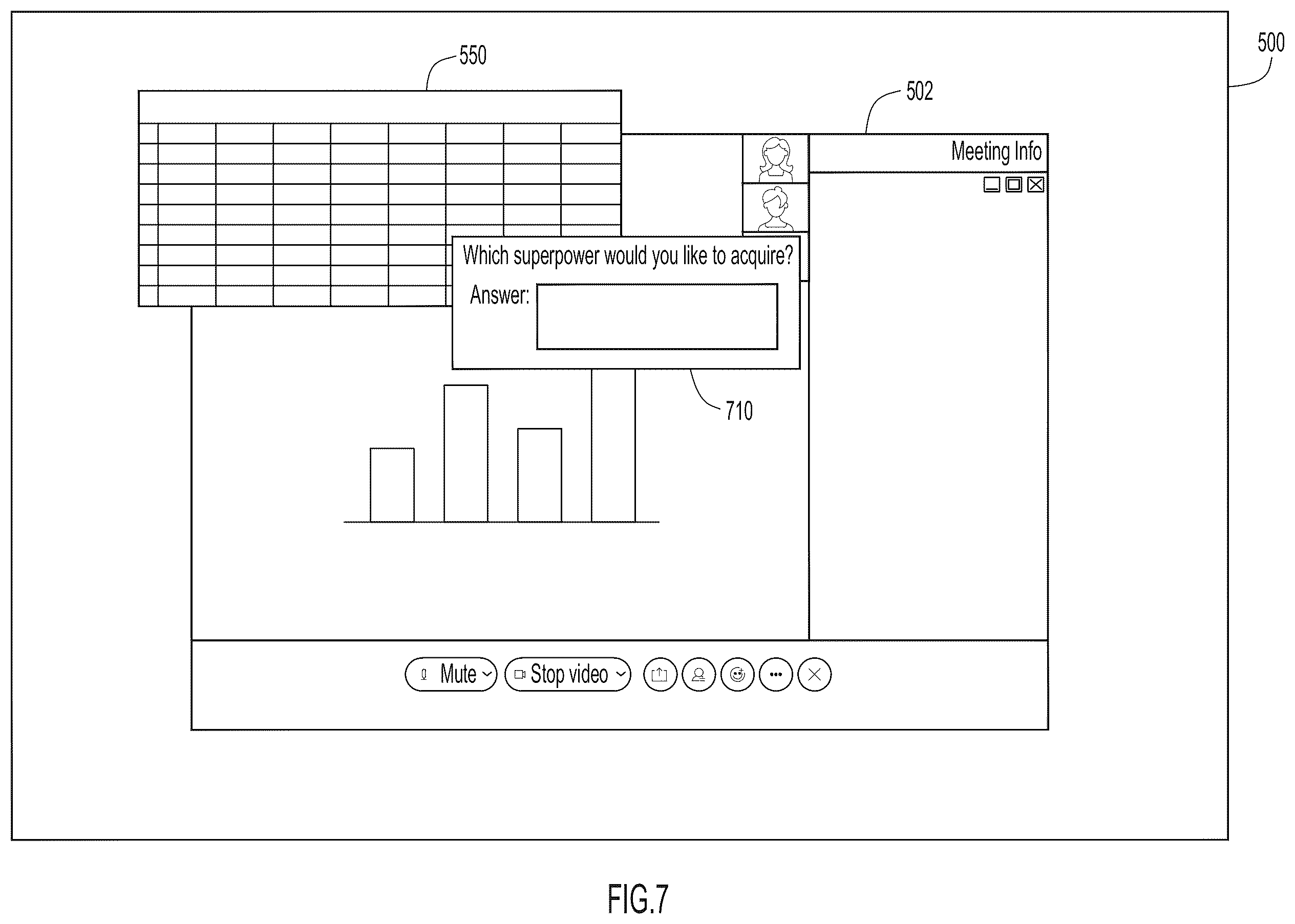 Patent US12430912 Figure 7 – Audience re-engagement during large online meetings