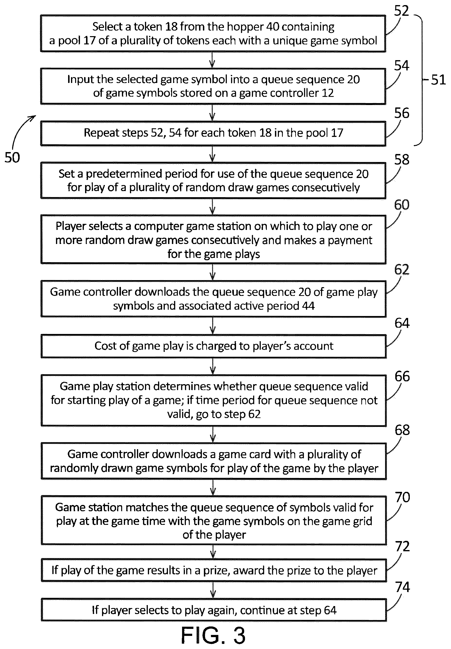 Patent US12430992 Figure 3 – Random draw game system and method