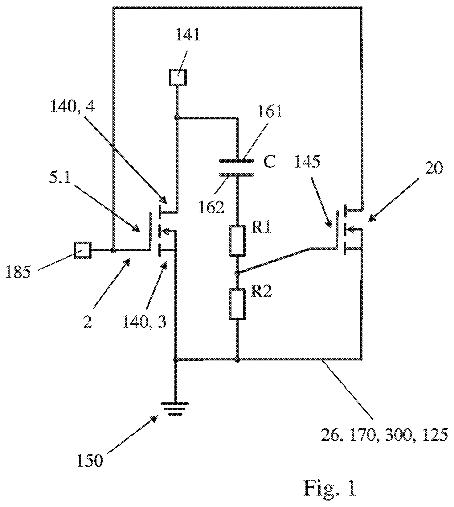Patent US12433013 Figure 1 – Semiconductor die with a vertical transistor device