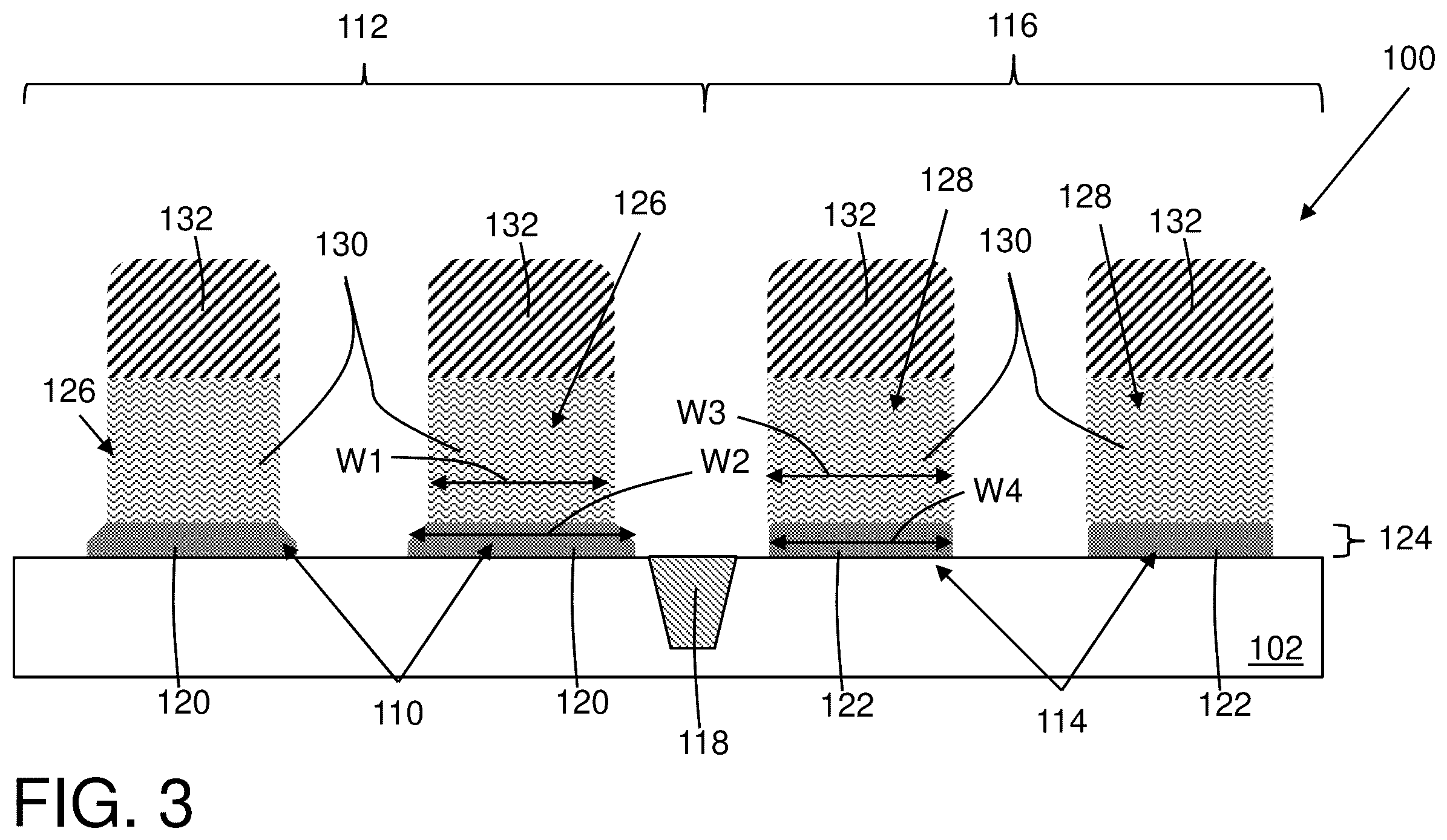 Patent US12433014 Figure 3 – Structure having different gate dielectric widths in different regions of substrate
