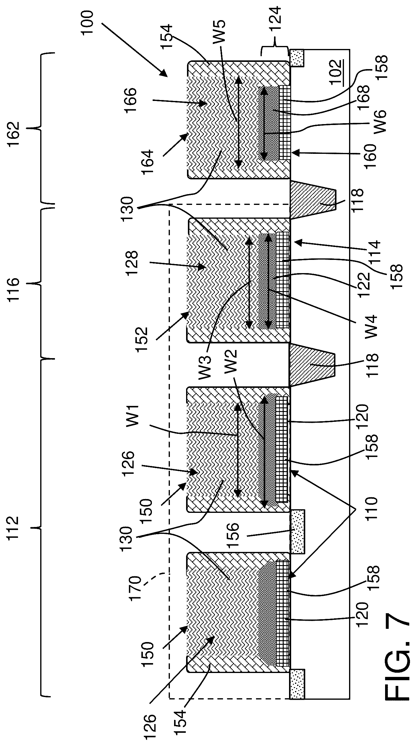 Patent US12433014 Figure 7 – Structure having different gate dielectric widths in different regions of substrate