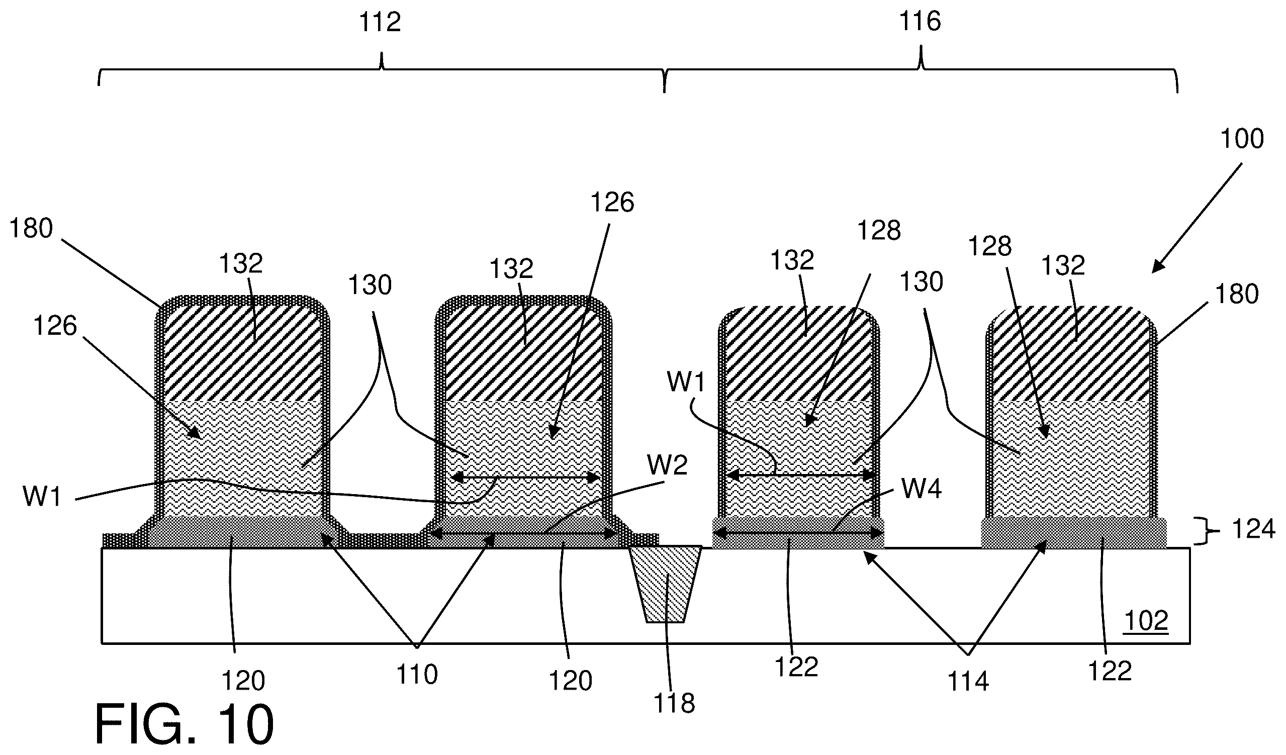 Patent US12433014 Figure 10 – Structure having different gate dielectric widths in different regions of substrate