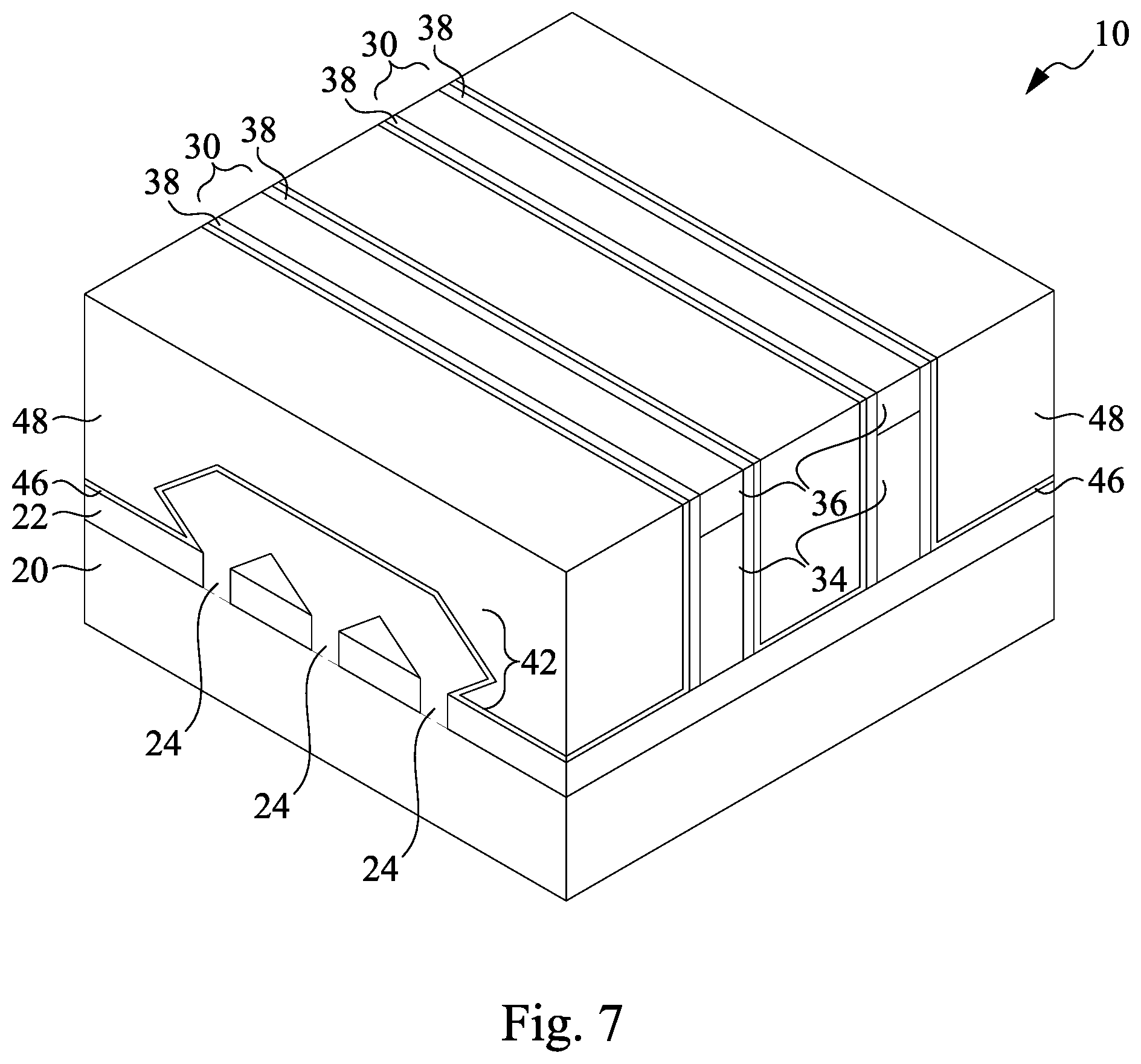 Patent US12433018 Figure 7 – Extended side contacts for transistors and methods forming same