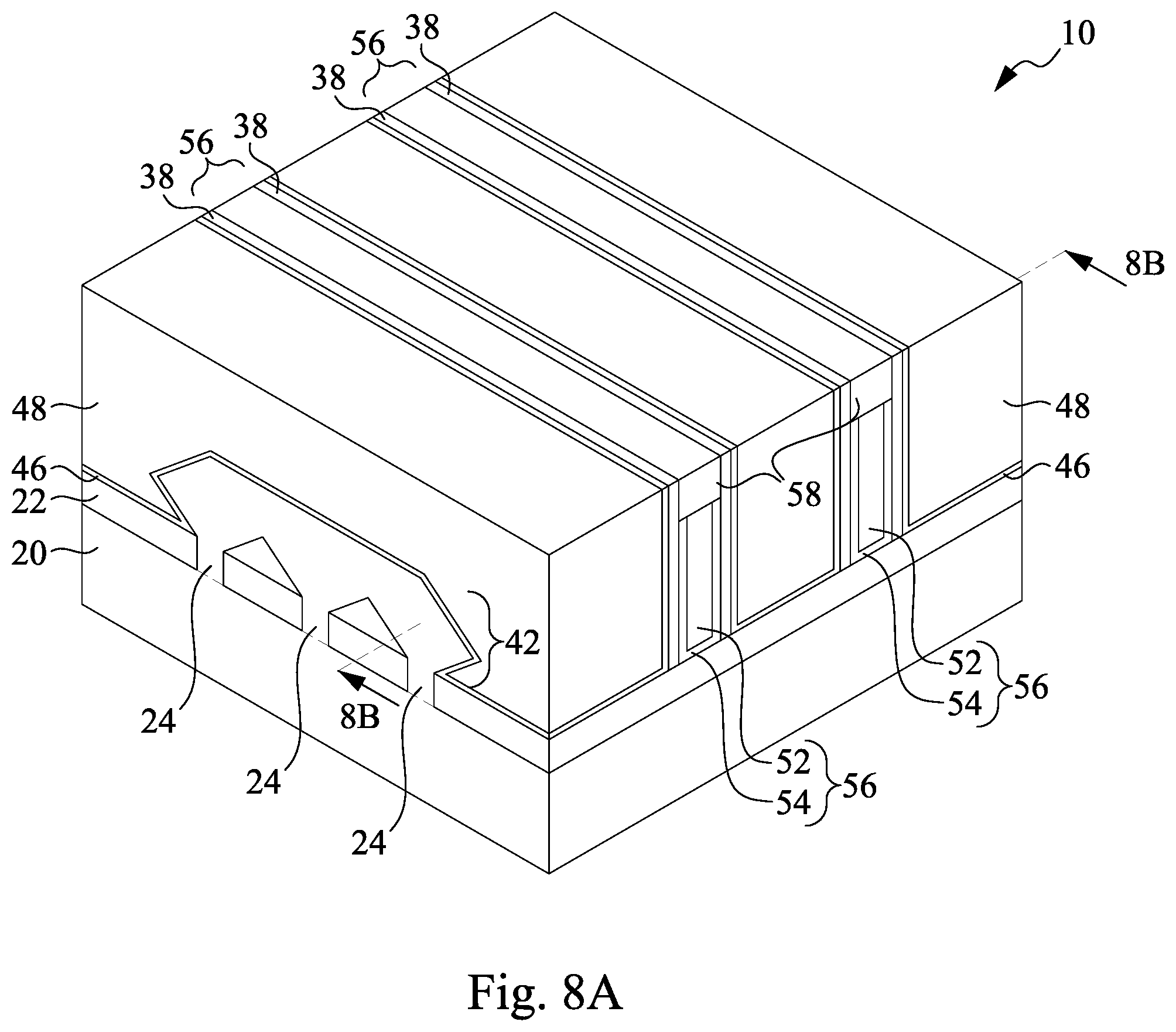 Patent US12433018 Figure 8 – Extended side contacts for transistors and methods forming same