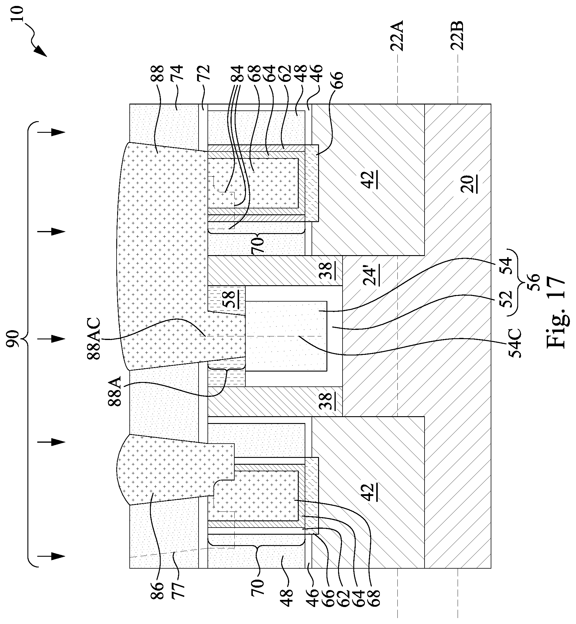 Patent US12433018 Figure 20 – Extended side contacts for transistors and methods forming same
