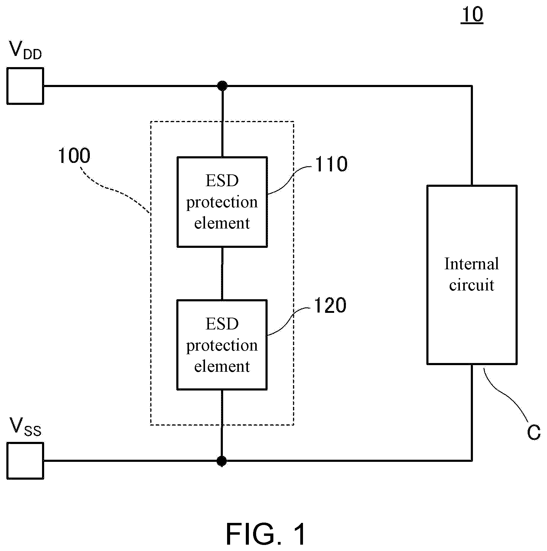 Patent US12433033 Figure 1 – ESD protection circuit and semiconductor device