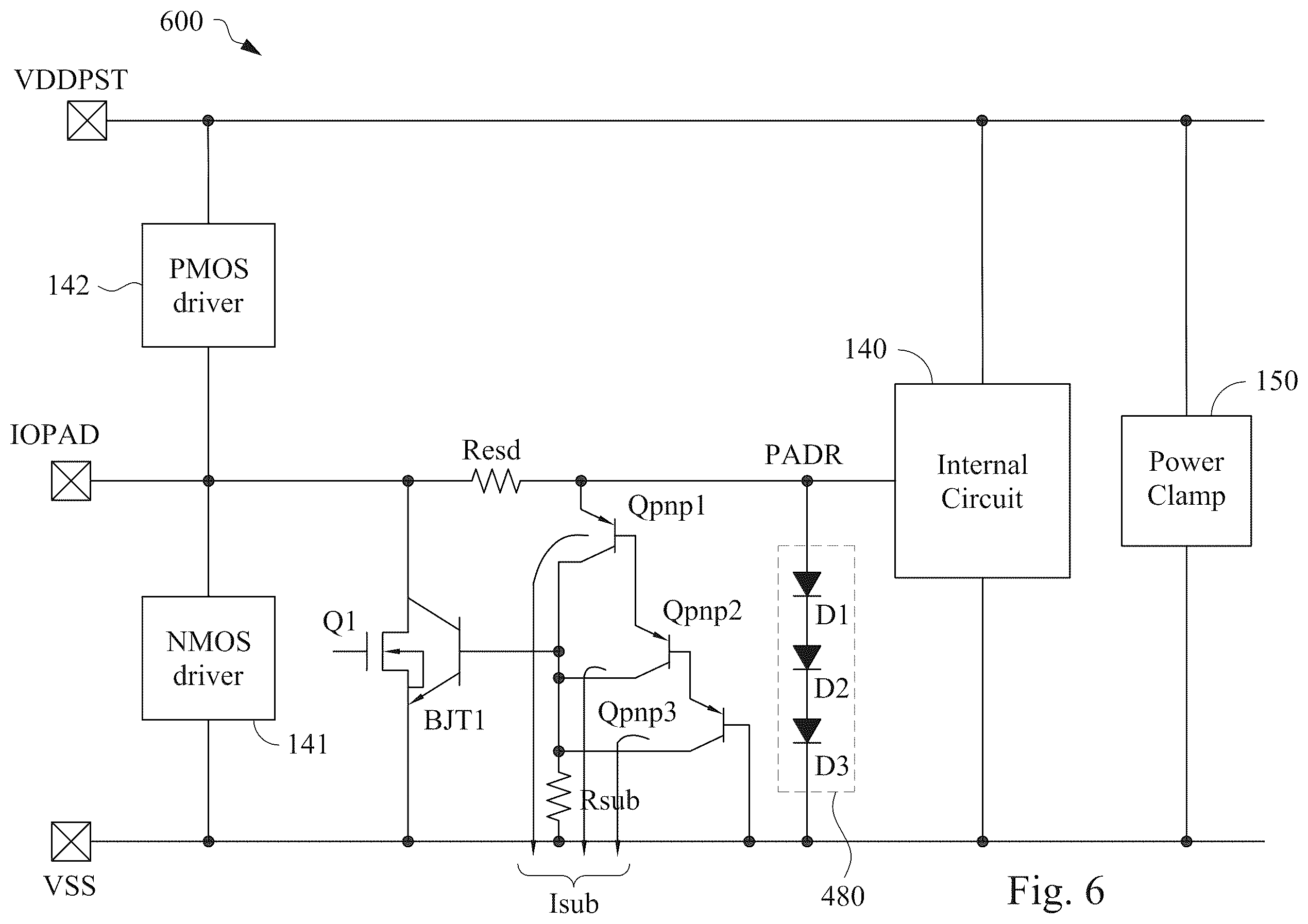 Patent US12433034 Figure 7 – Integrated circuit device and method for ESD protection