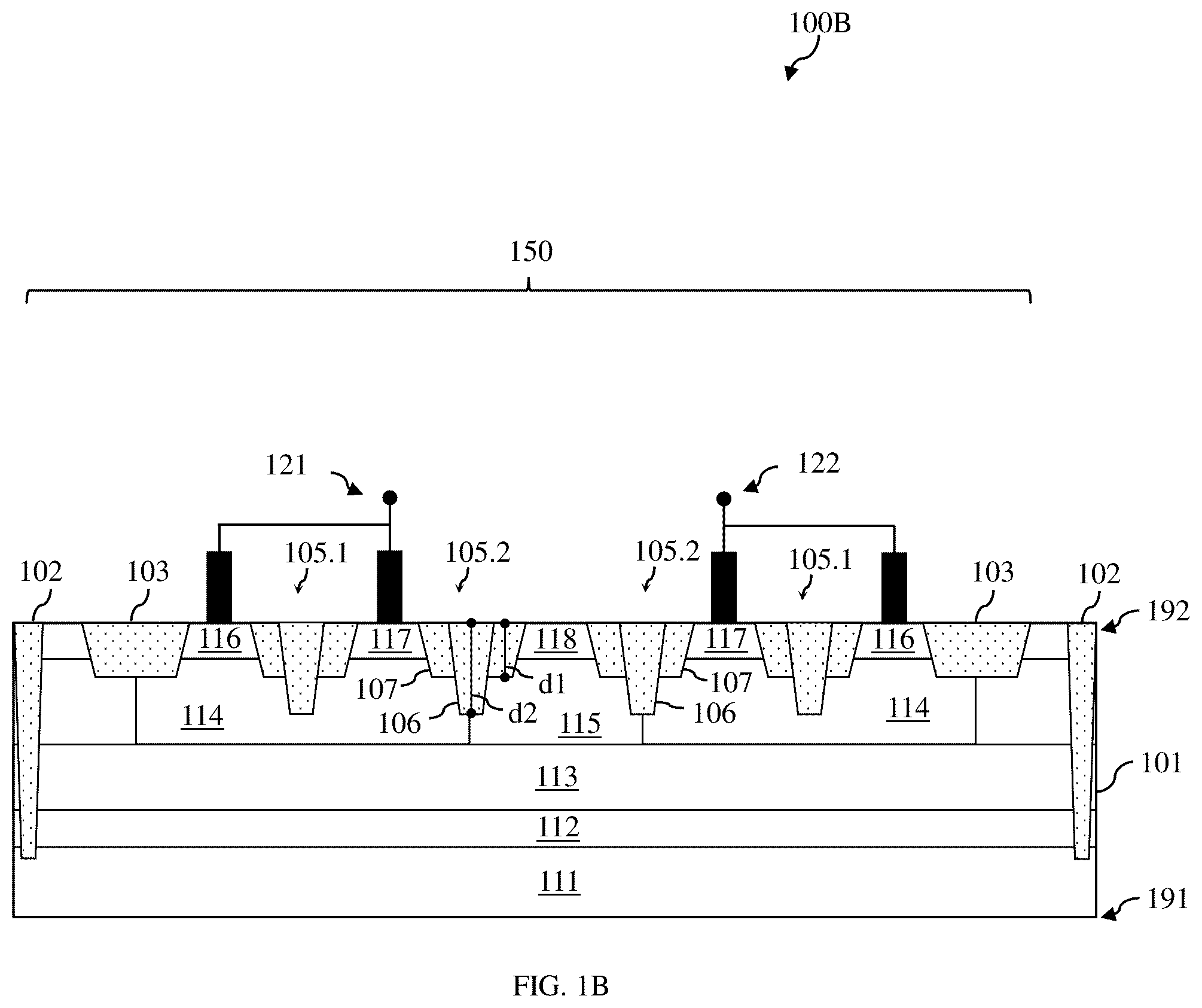Patent US12433035 Figure 2 – Bi-directional semiconductor-controlled rectifier with dual-level isolation structures and method