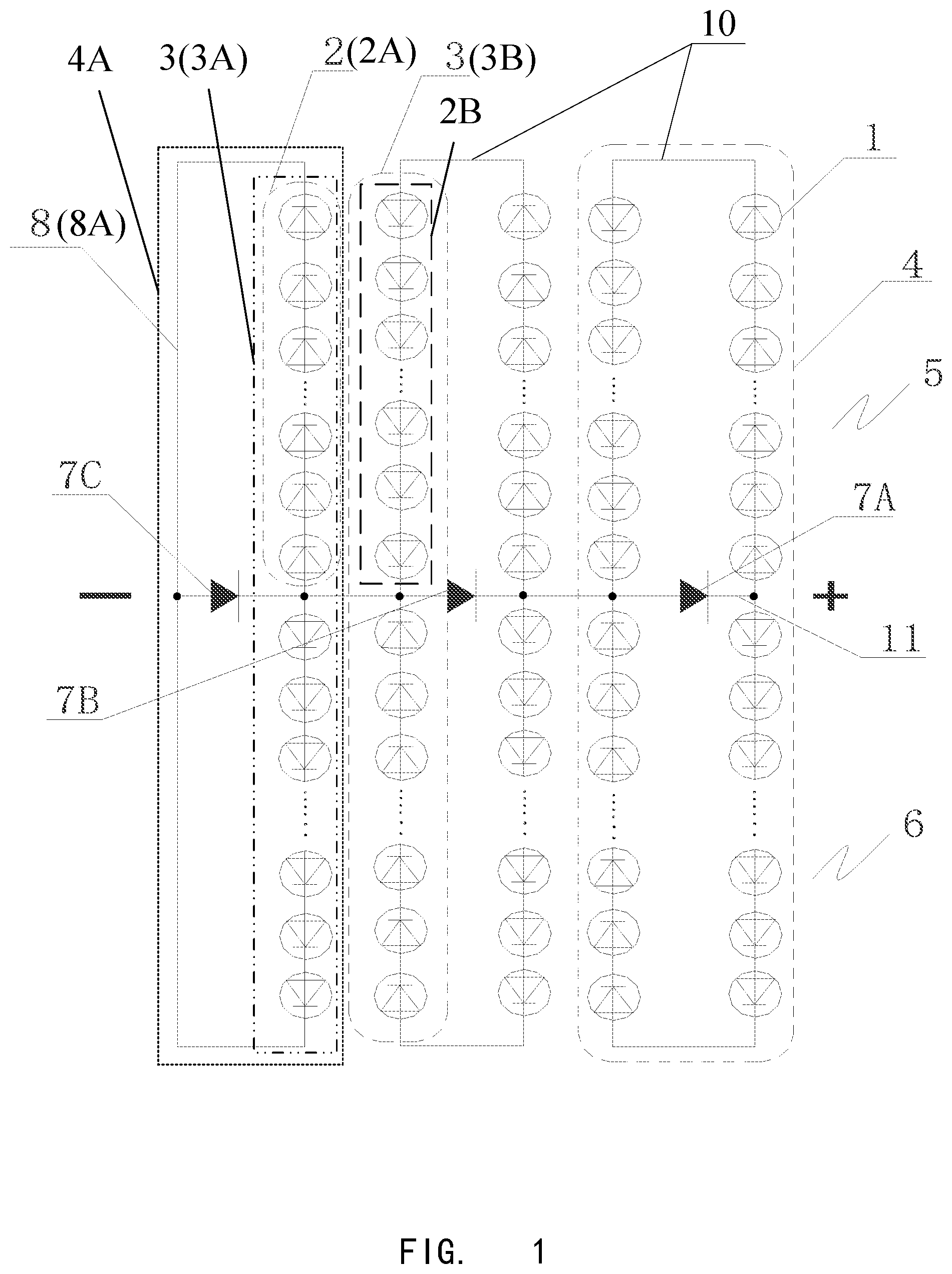 Patent US12433040 Figure 1 – Sliced cell photovoltaic module