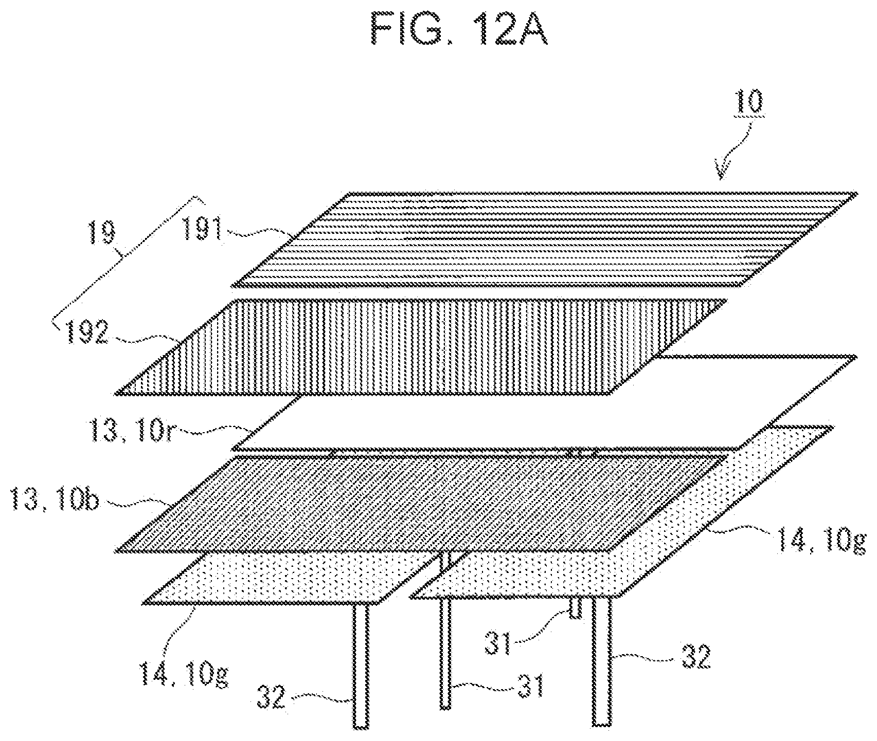 Patent US12433043 Figure 13 – Imaging device including multiple photoelectric conversion layers, multiple pixel electrodes and plugs connecting substrate and the pixel electrodes