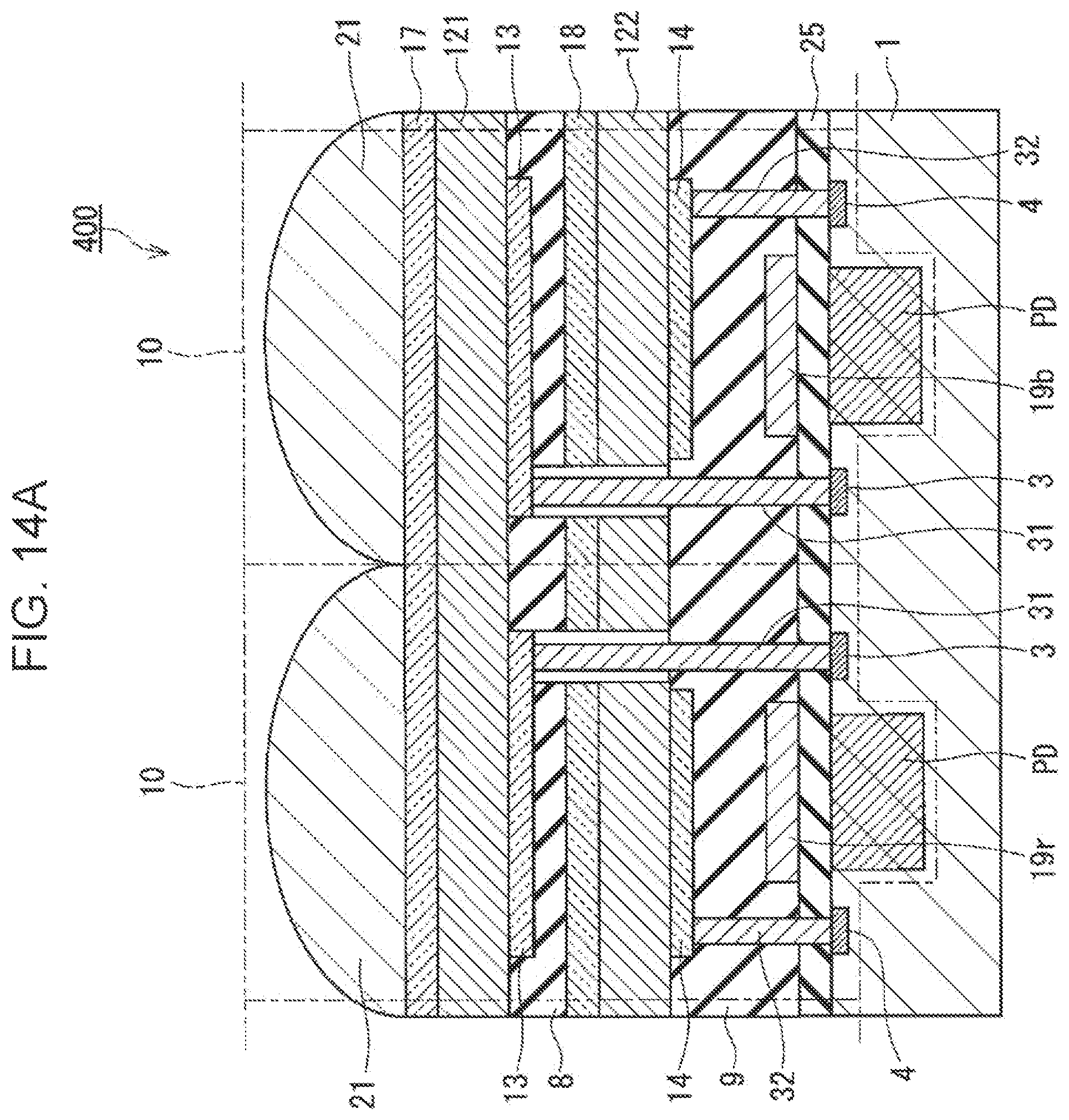 Patent US12433043 Figure 16 – Imaging device including multiple photoelectric conversion layers, multiple pixel electrodes and plugs connecting substrate and the pixel electrodes