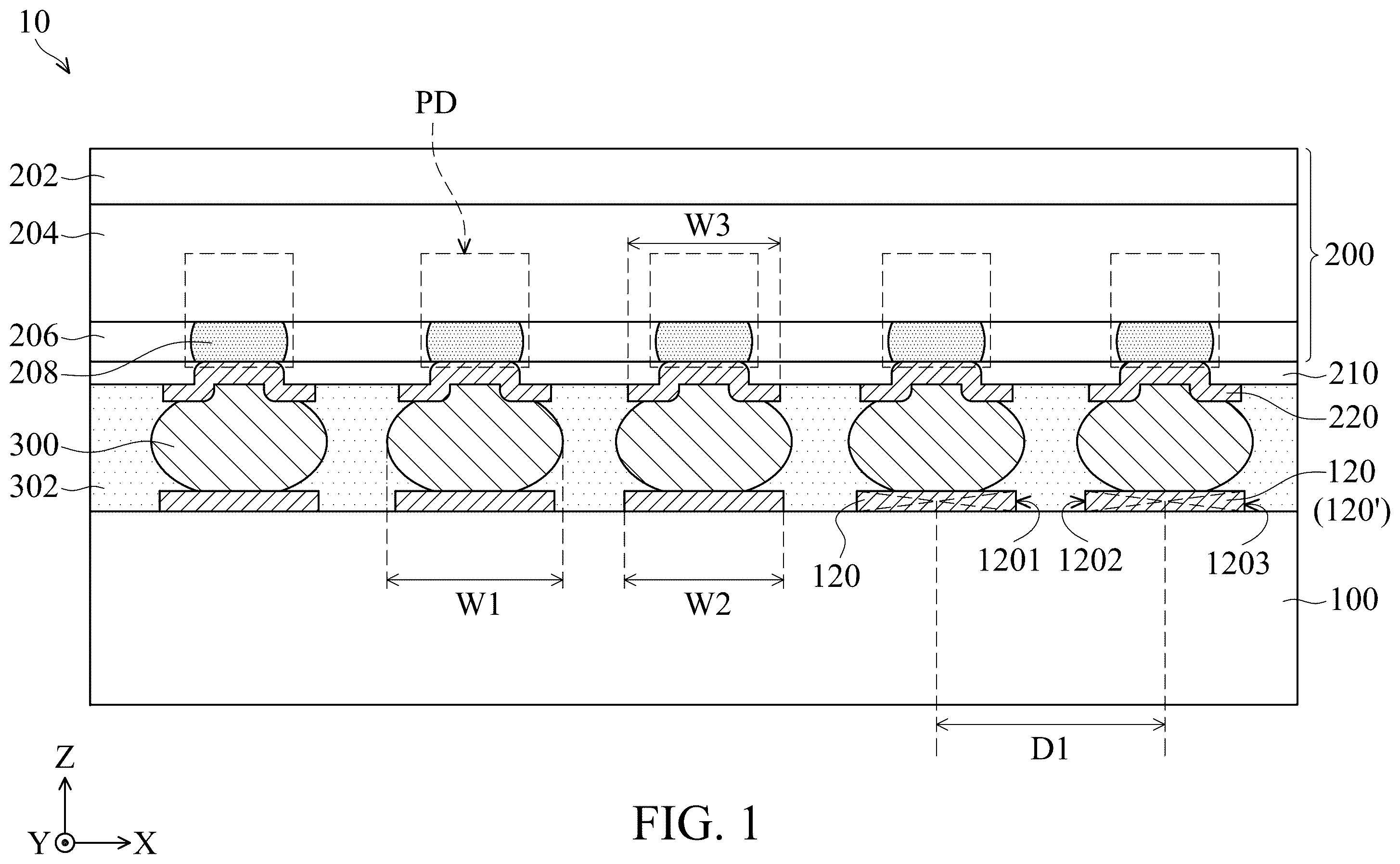 Patent US12433053 Figure 1 – Sensing device and electronic device