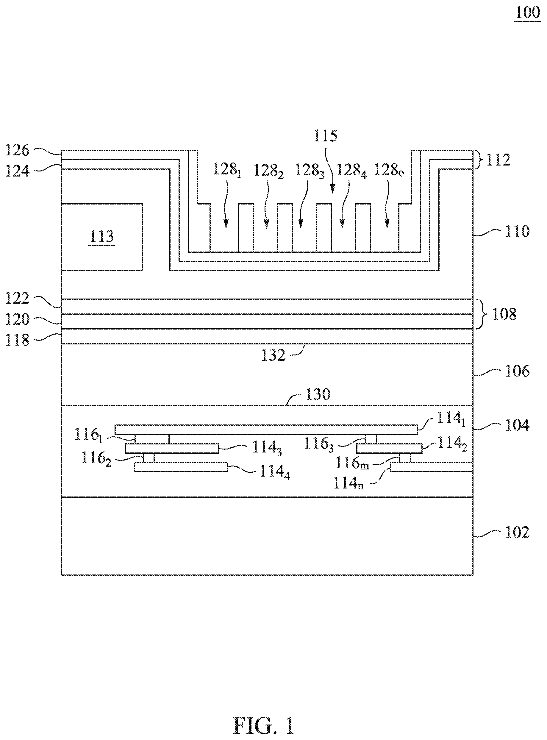 Patent US12433059 Figure 1 – Composite etch stop layers for sensor devices