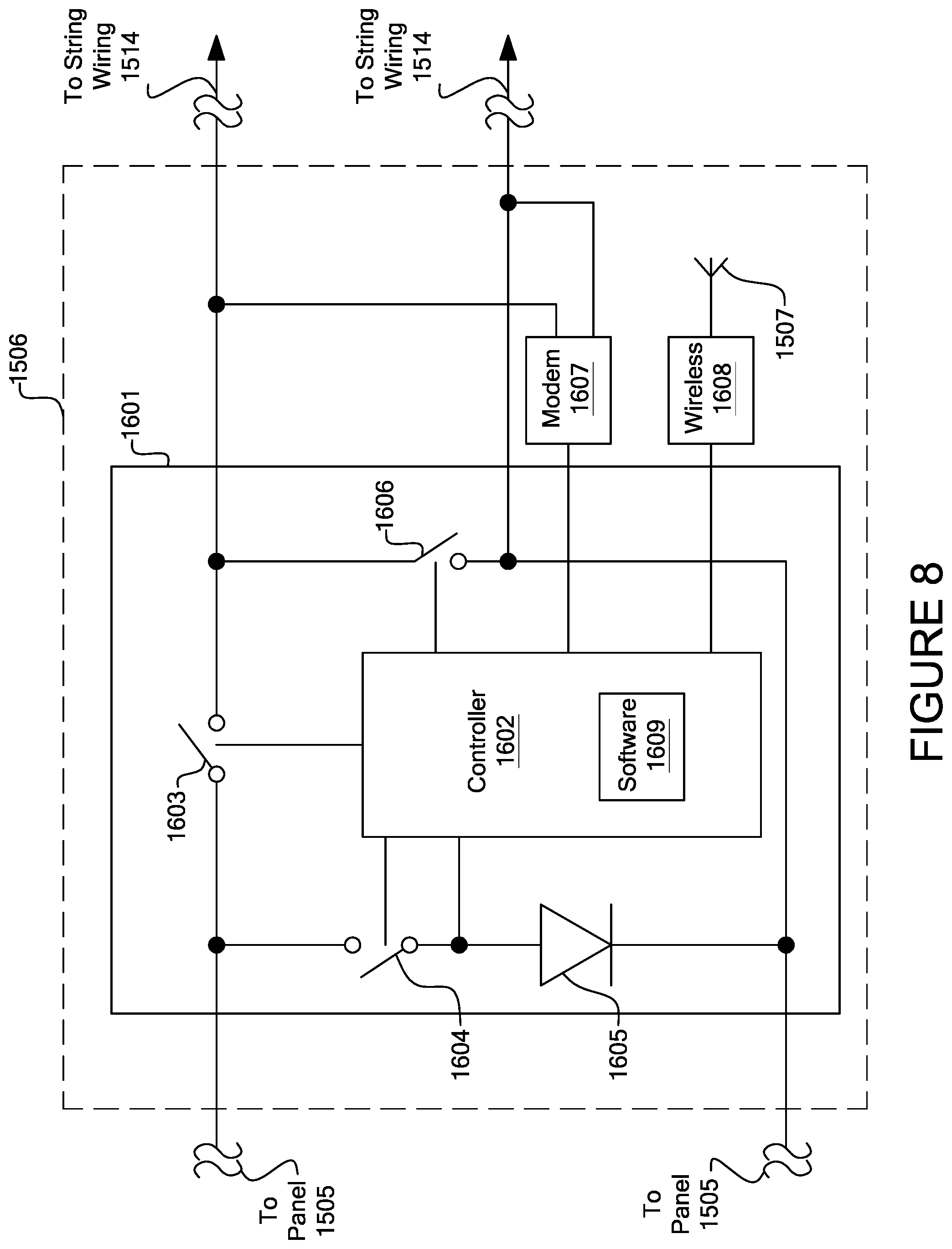 Patent US12433063 Figure 8 – Systems and methods for remote or local shut-off of a photovoltaic system