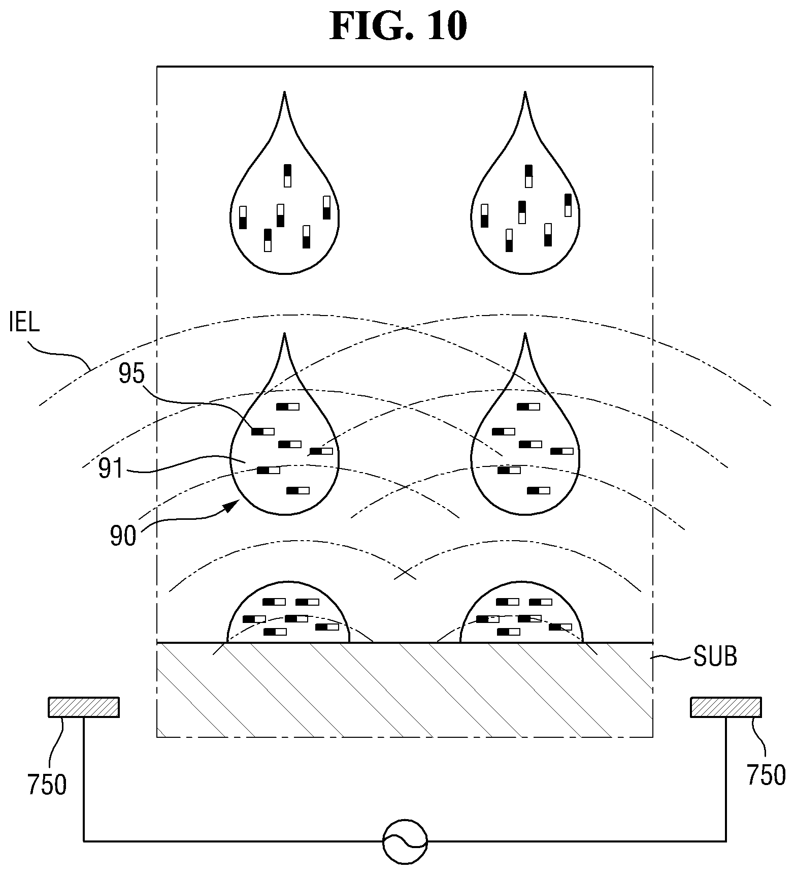 Patent US12433064 Figure 10 – Inkjet printing device, method for aligning bipolar element, and method for manufacturing display device