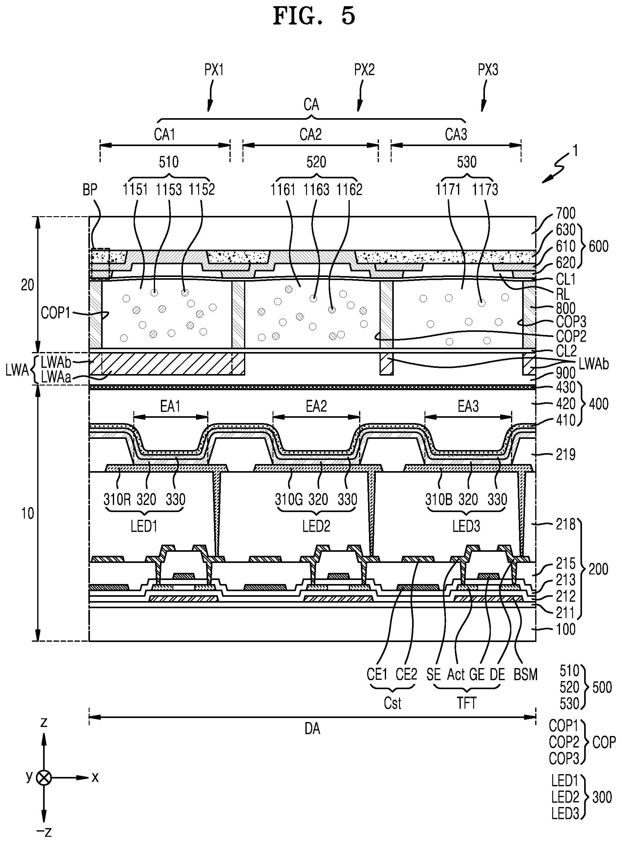 Patent US12433074 Figure 5 – Display apparatus