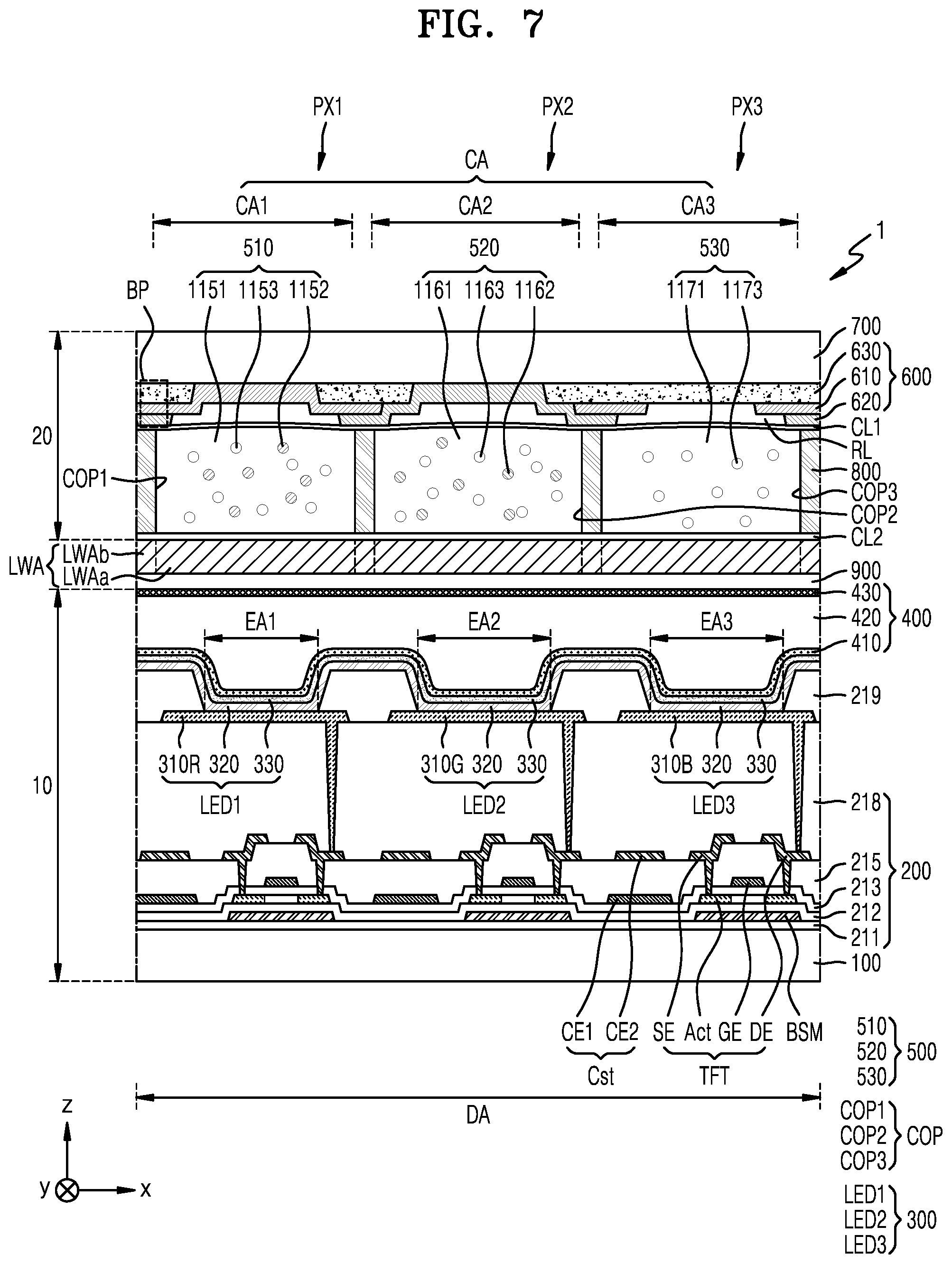 Patent US12433074 Figure 7 – Display apparatus
