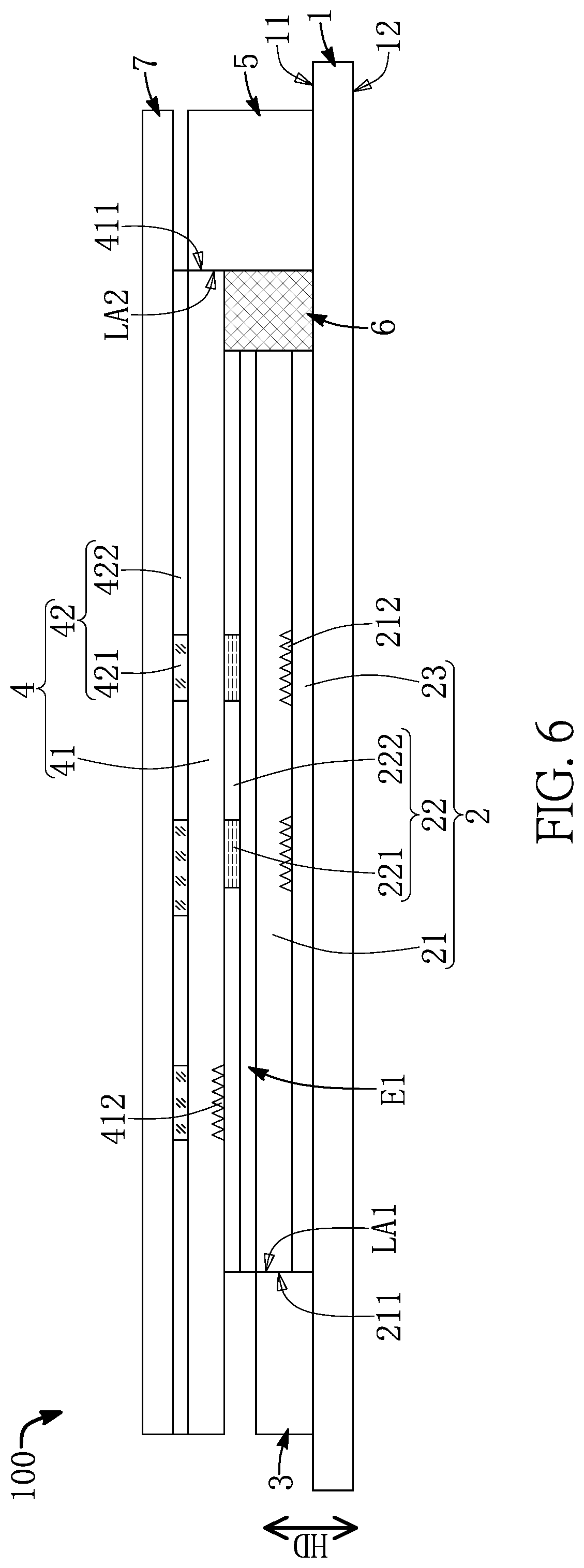Patent US12433083 Figure 6 – Display device with multi-layered structure for presenting luminous images of different colors