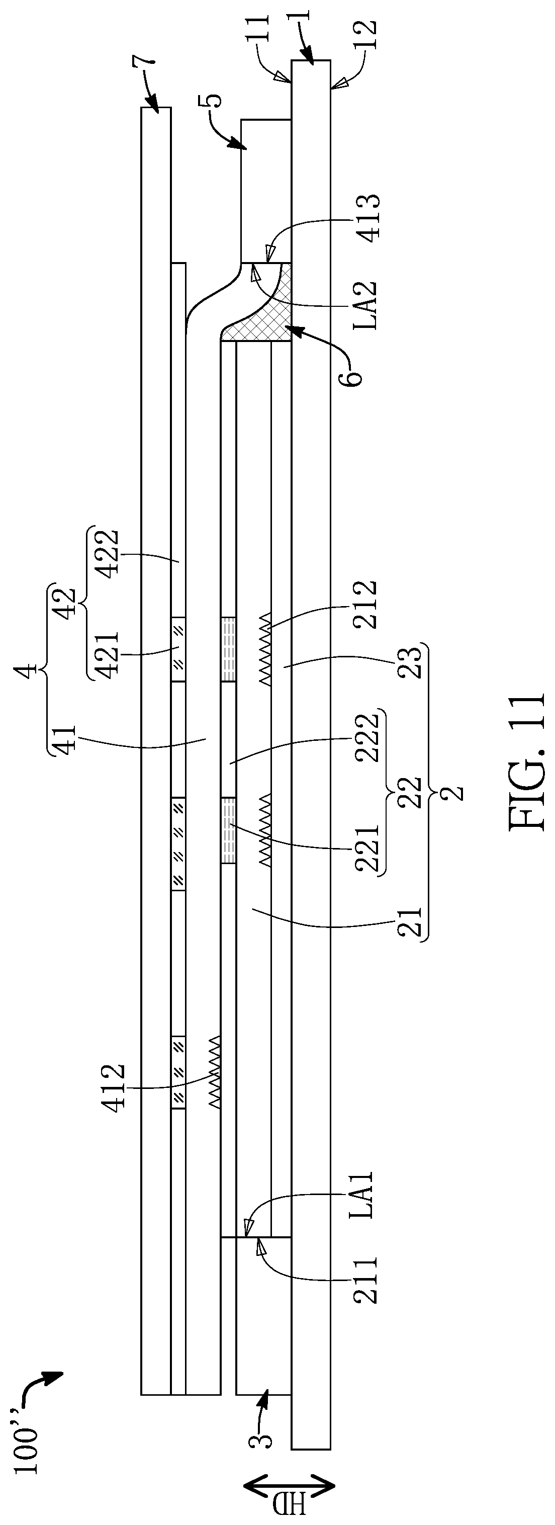 Patent US12433083 Figure 11 – Display device with multi-layered structure for presenting luminous images of different colors