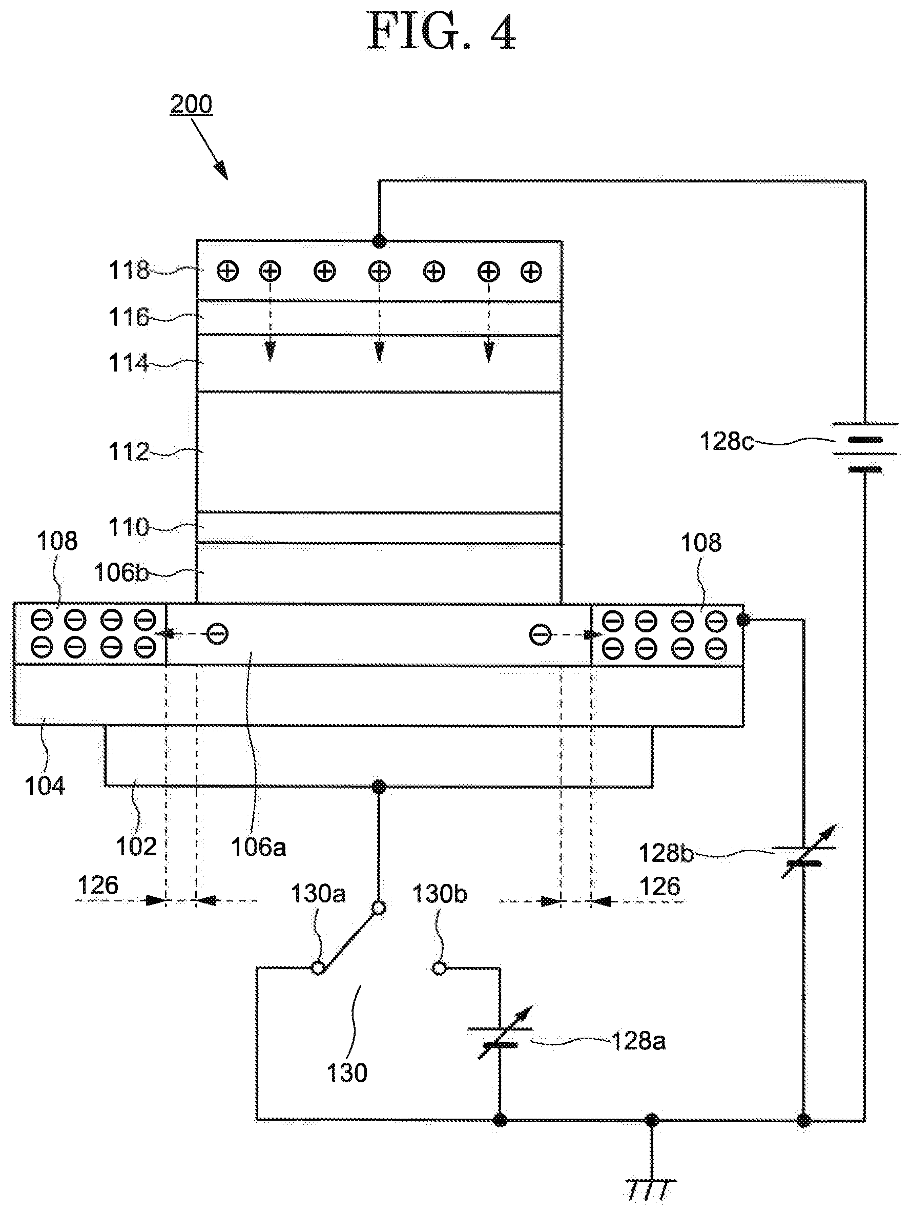 Patent US12433090 Figure 4 – Organic electroluminescence element including carrier injection amount control electrode