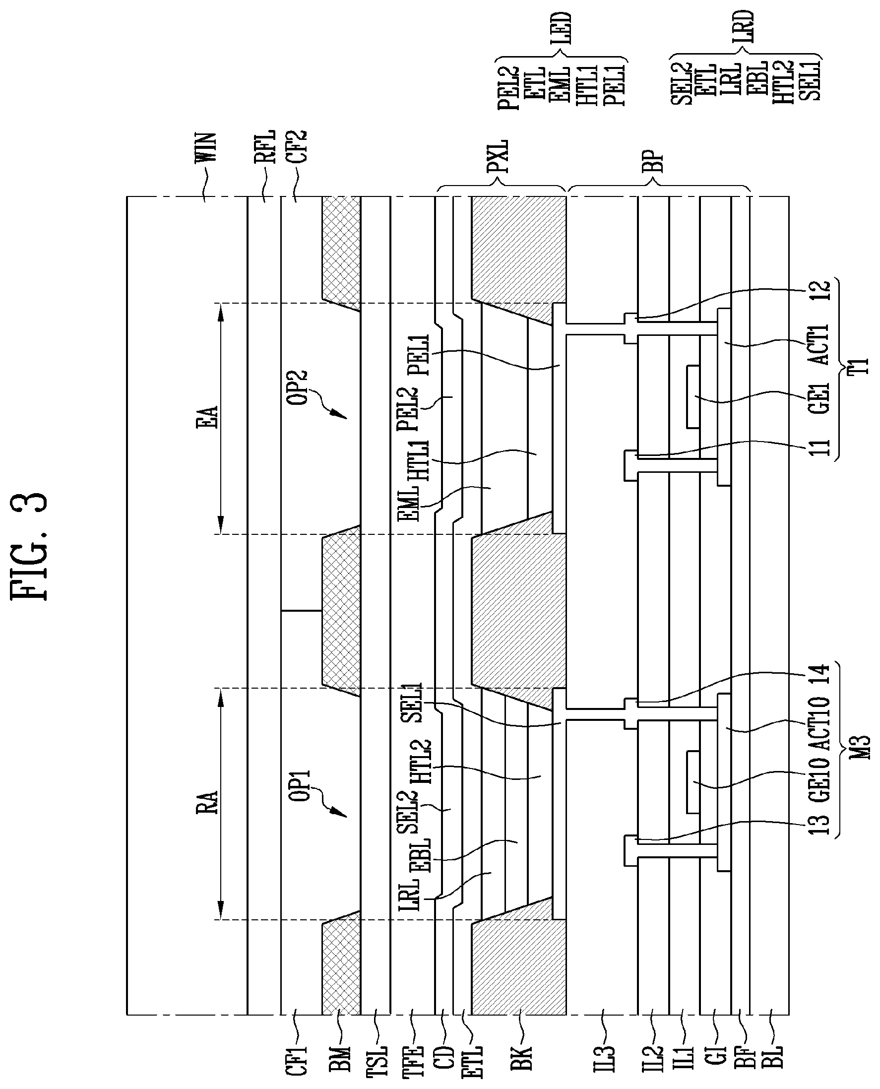 Patent US12433093 Figure 3 – Display device including a photo sensor